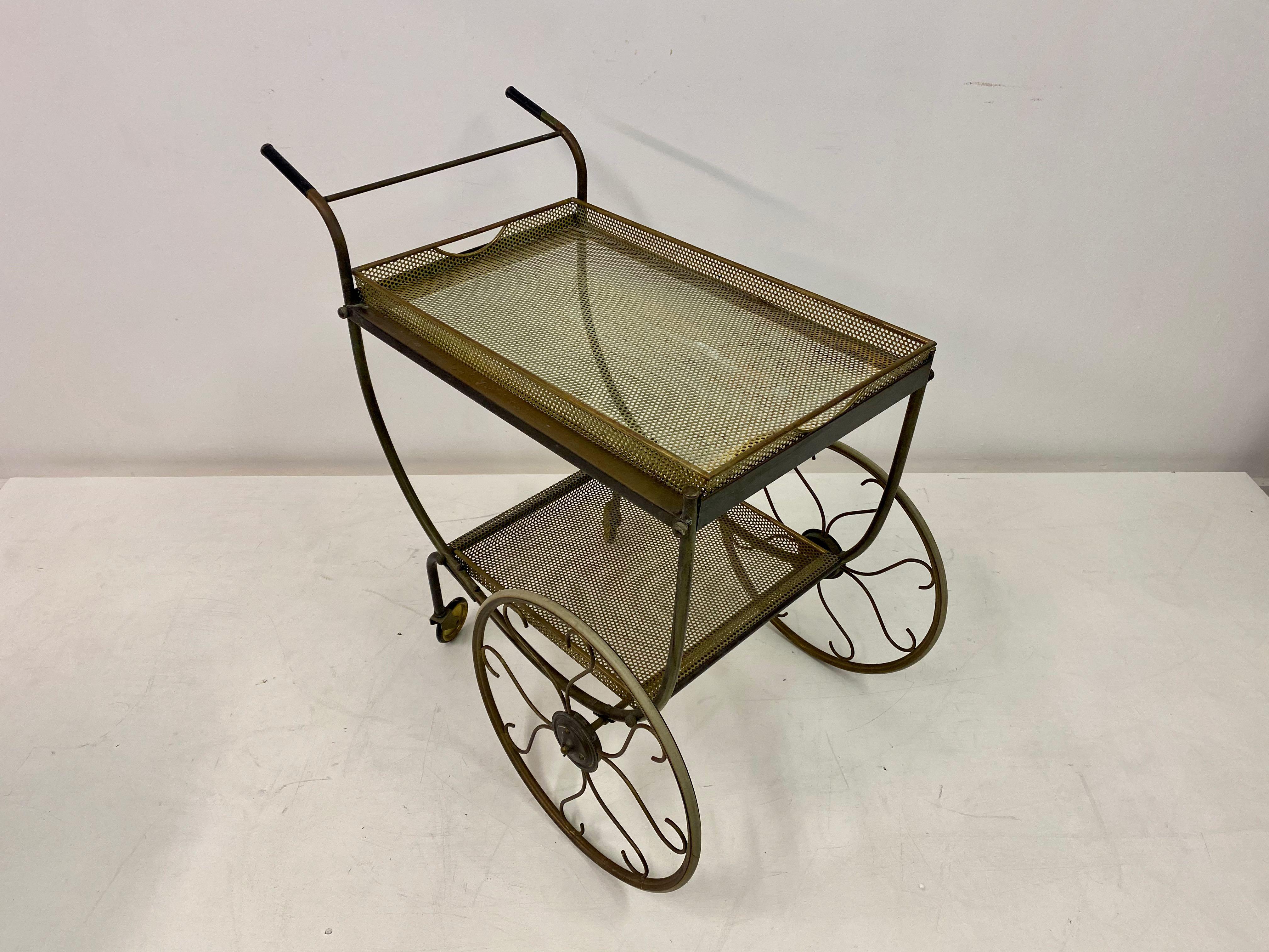 Mid-Century Brass Bar Cart or Drinks Trolley by Josef Frank for Svenskt Tenn For Sale 7