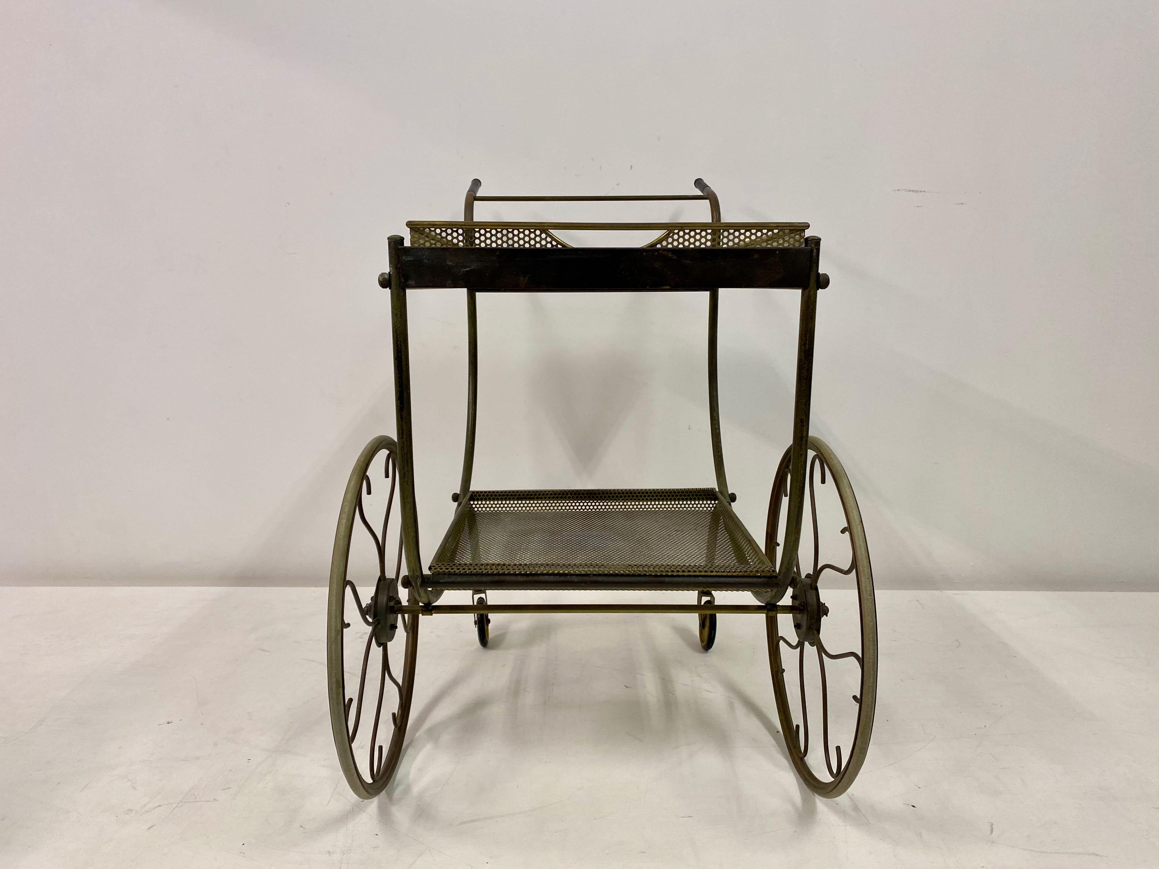 Mid-Century Brass Bar Cart or Drinks Trolley by Josef Frank for Svenskt Tenn For Sale 8