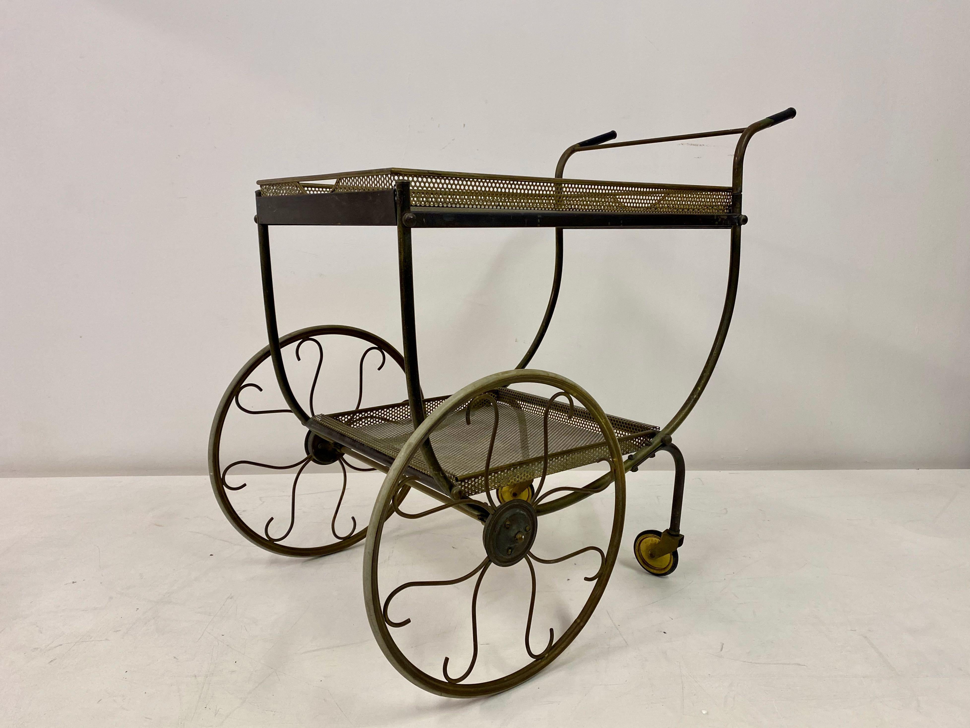 Mid-Century Brass Bar Cart or Drinks Trolley by Josef Frank for Svenskt Tenn 9