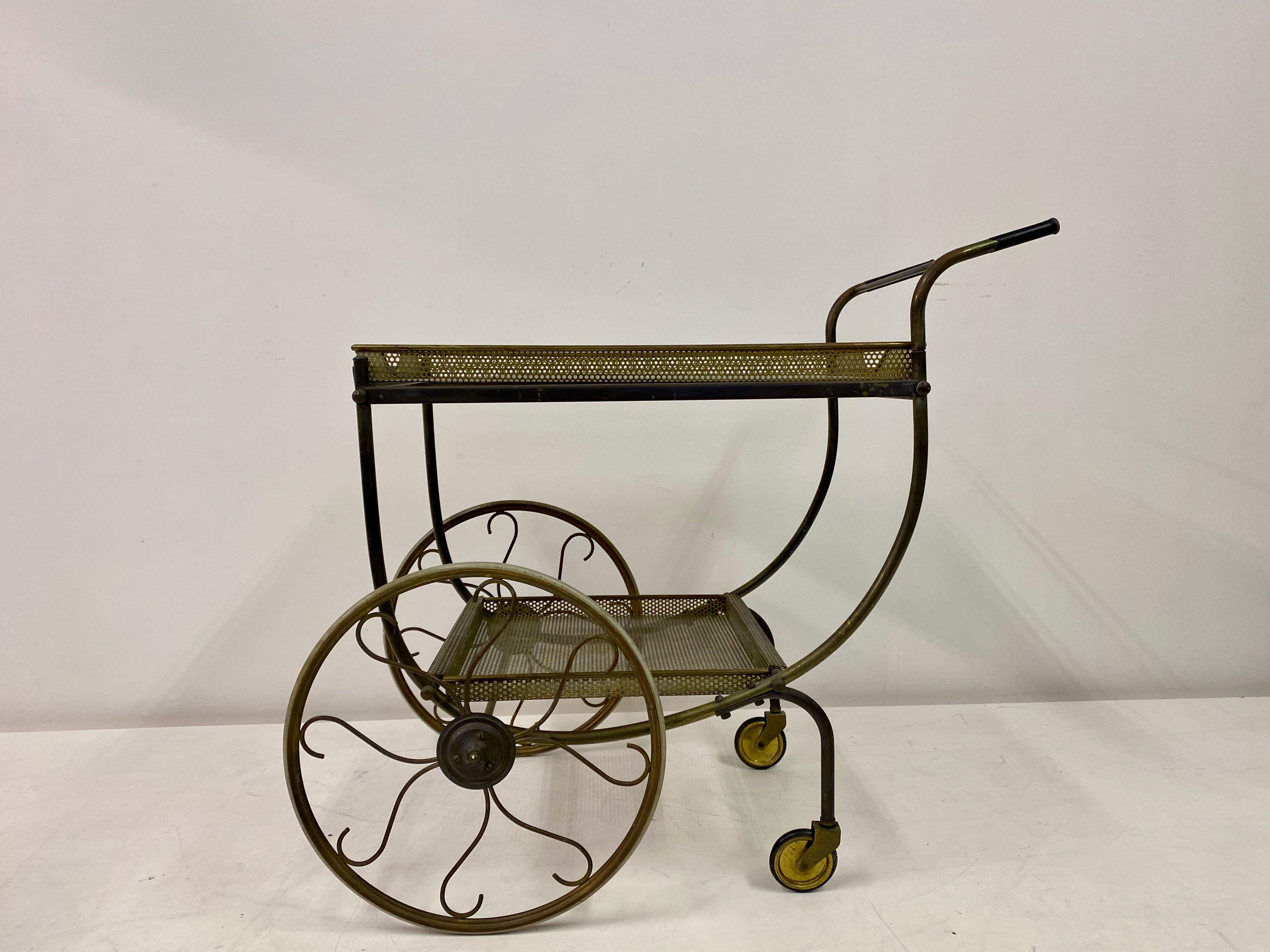 Mid-Century Brass Bar Cart or Drinks Trolley by Josef Frank for Svenskt Tenn For Sale 11