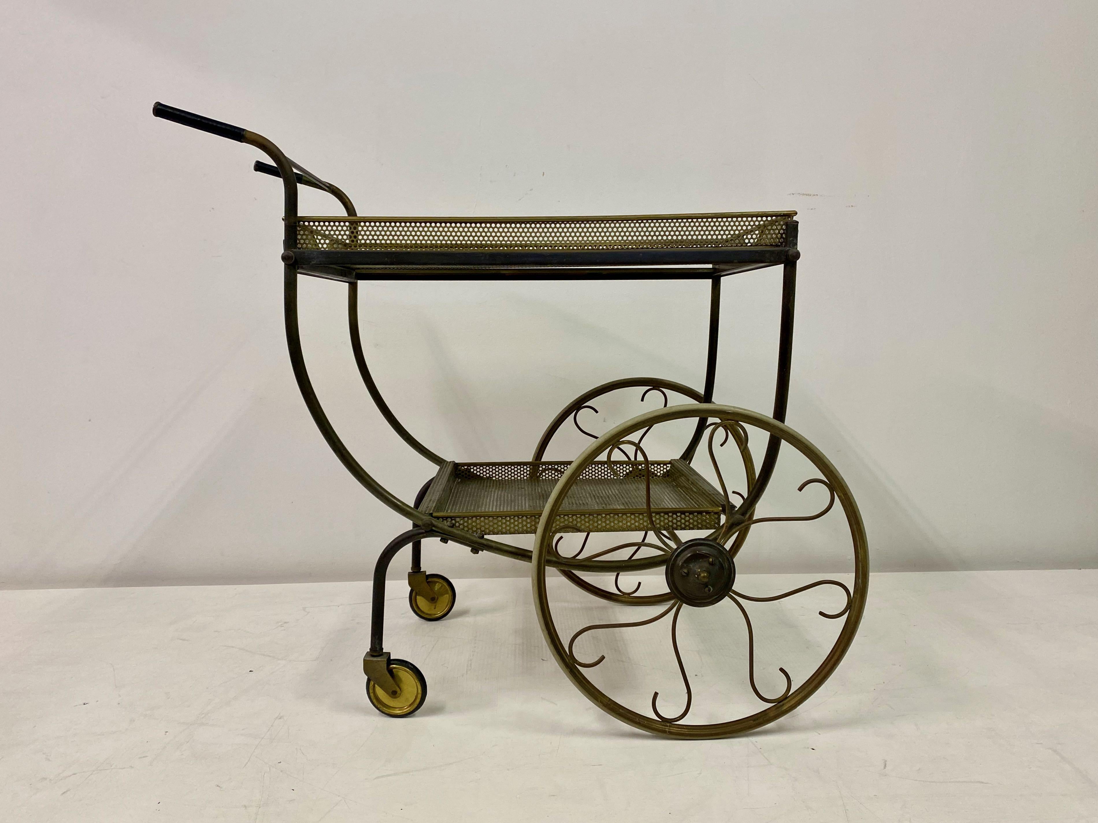 Mid-Century Modern Mid-Century Brass Bar Cart or Drinks Trolley by Josef Frank for Svenskt Tenn For Sale