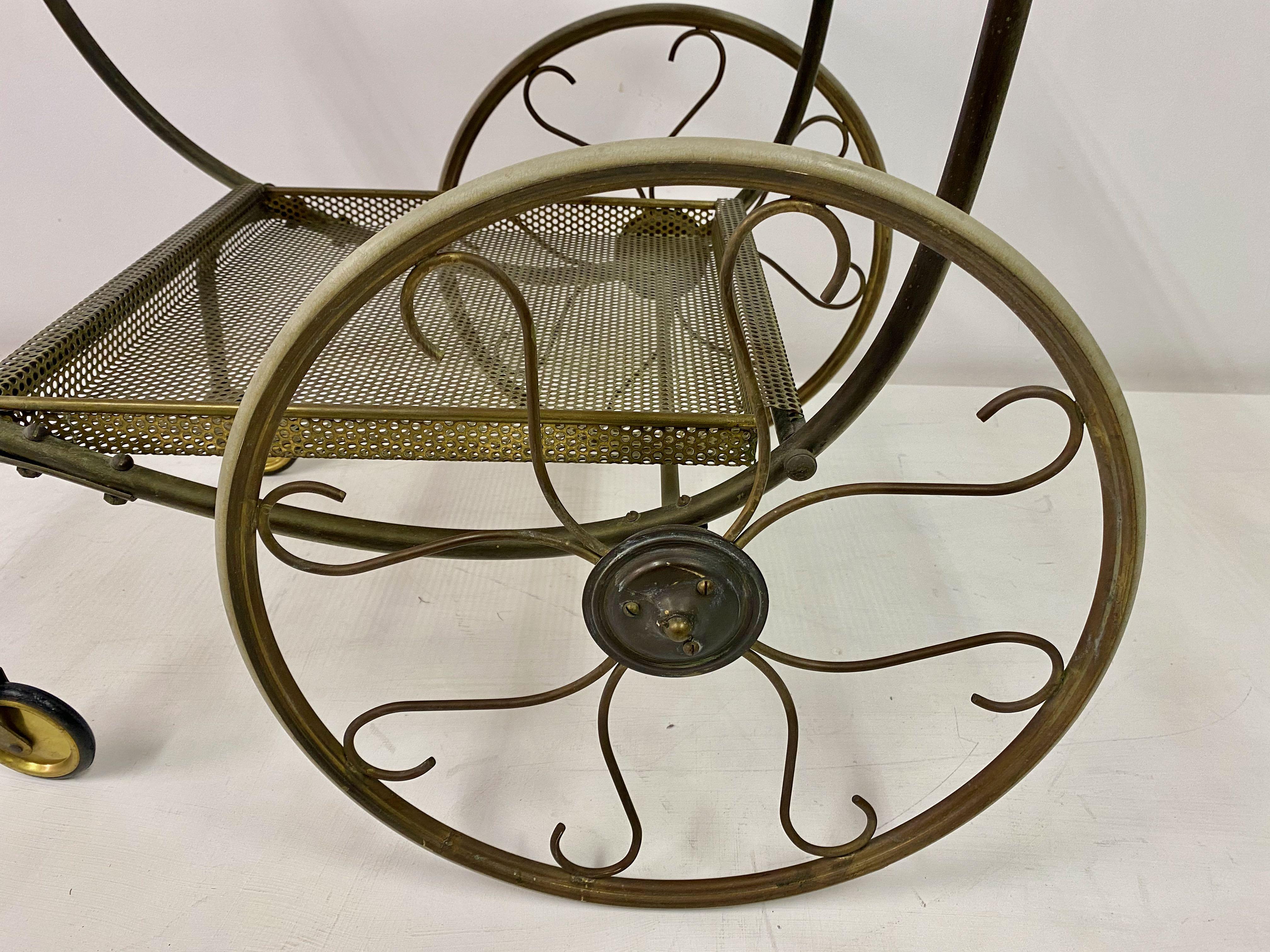 Italian Mid-Century Brass Bar Cart or Drinks Trolley by Josef Frank for Svenskt Tenn For Sale