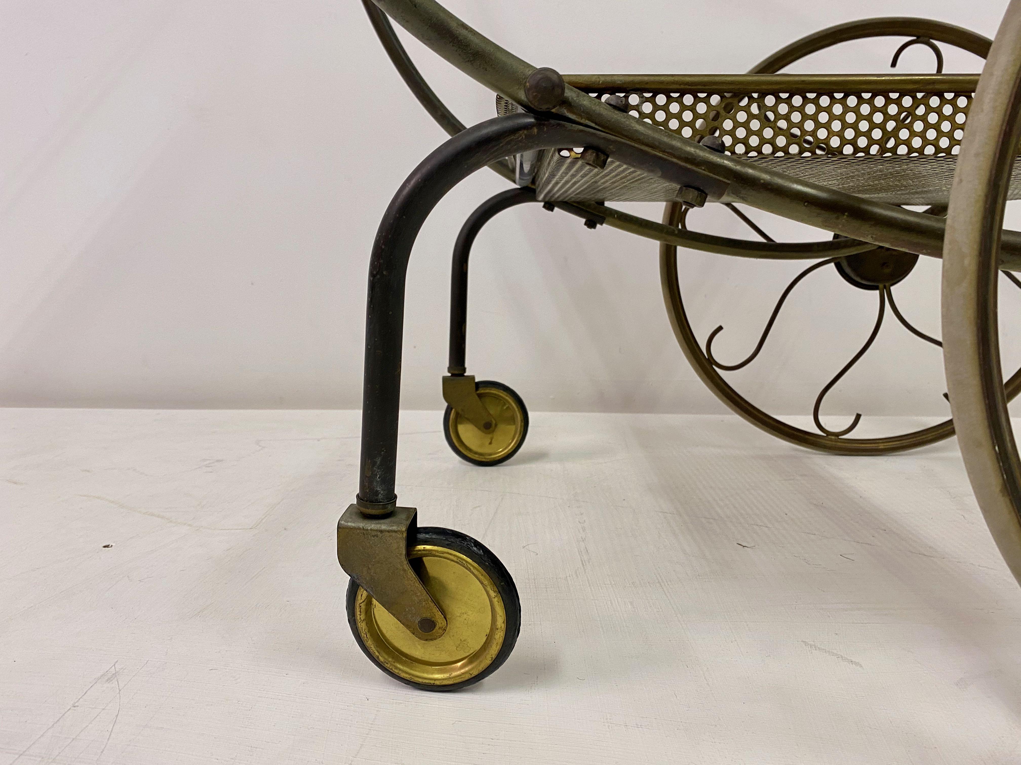 Mid-Century Brass Bar Cart or Drinks Trolley by Josef Frank for Svenskt Tenn In Good Condition For Sale In London, London