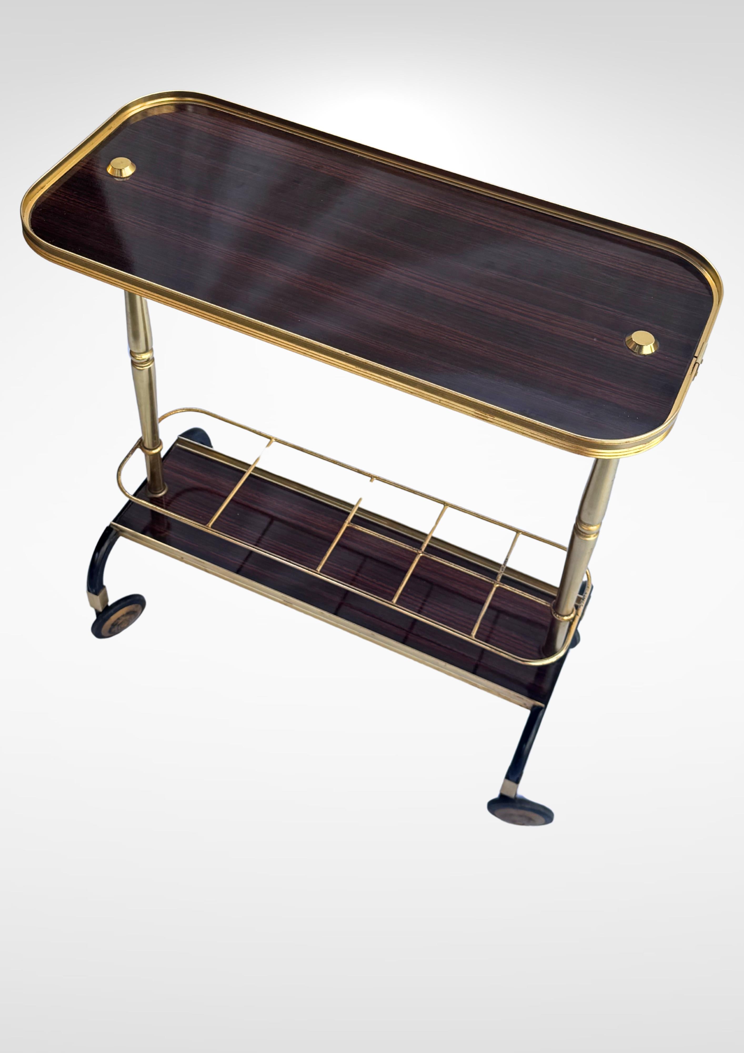 Aluminium Chariot de bar en laiton du milieu du siècle par MB Italie en vente