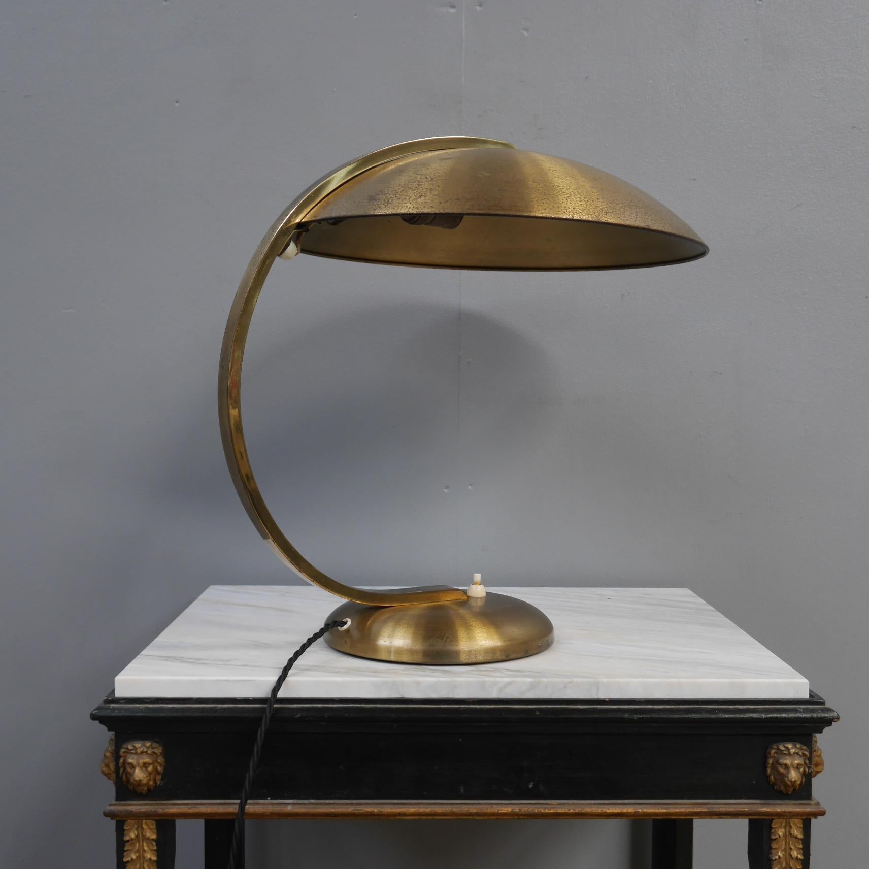 Mid Century Brass Bauhaus Table Lamp by Egon Hillebrand 1