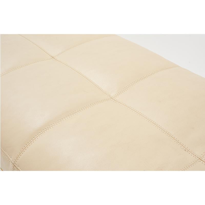 This Mid-Century Modern Brass Bench features a nude colored saddle stitched leather cushion. 

Since Schumacher was founded in 1889, our family-owned company has been synonymous with style, taste, and innovation. A passion for luxury and an