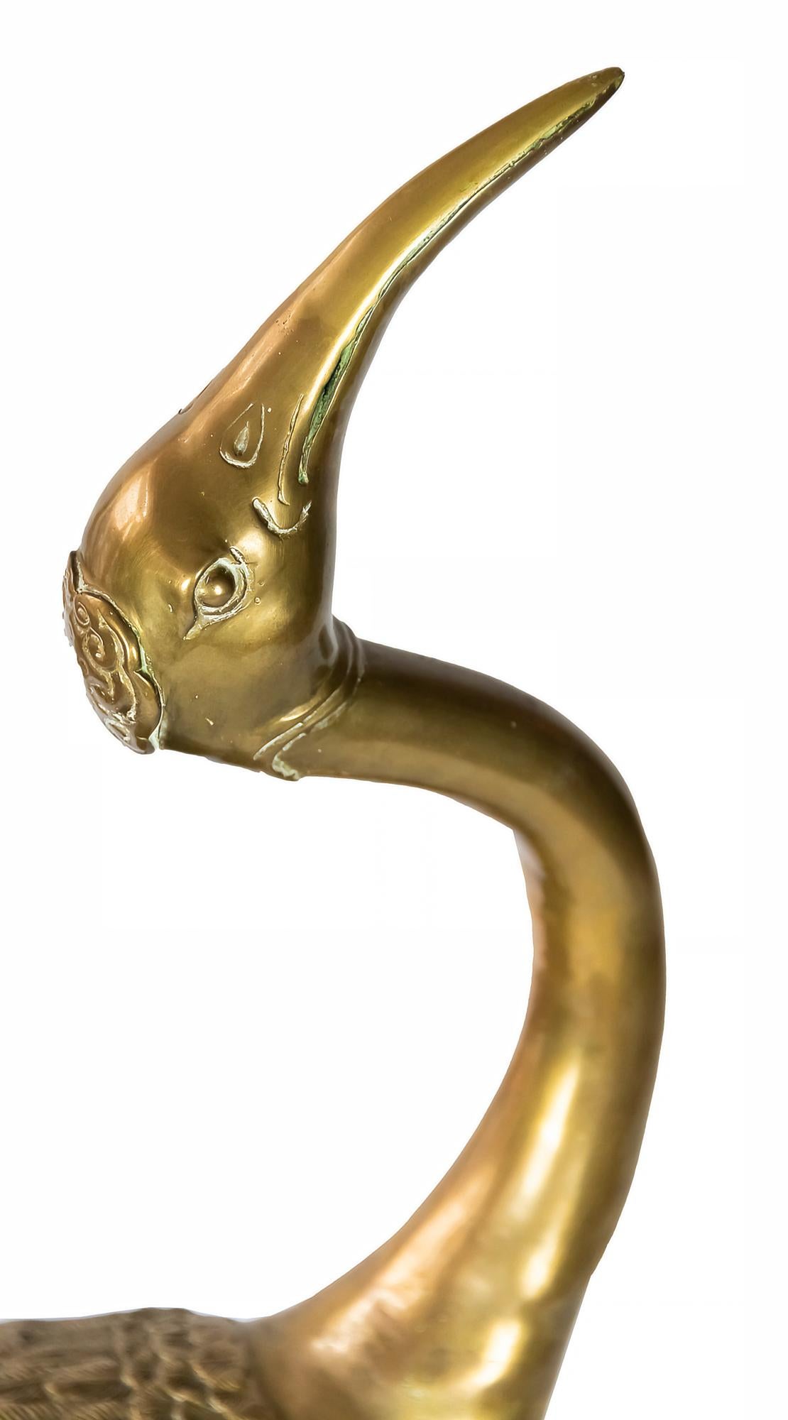 French Mid-Century Brass Bird Sculpture For Sale