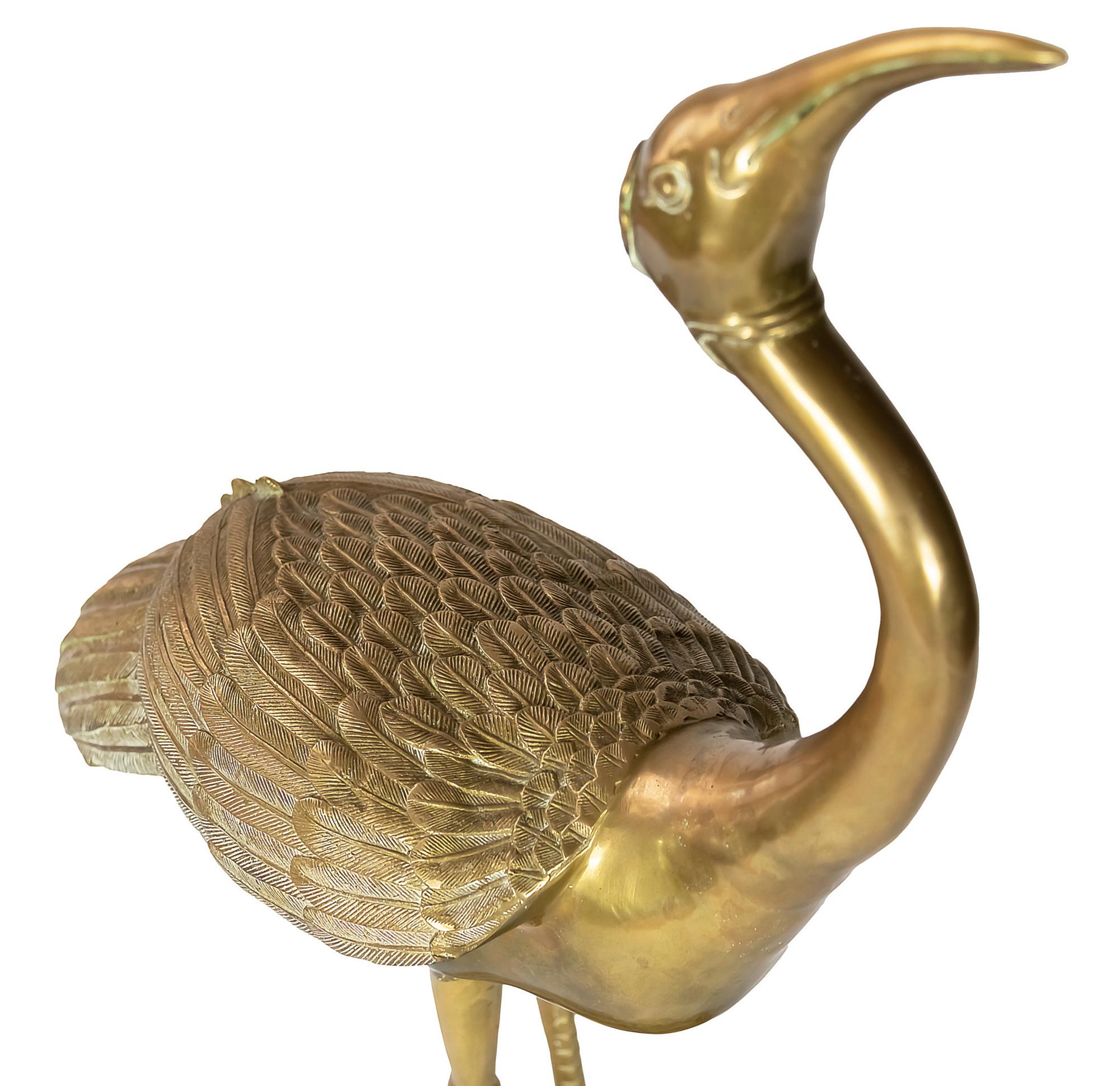 20th Century Mid-Century Brass Bird Sculpture For Sale