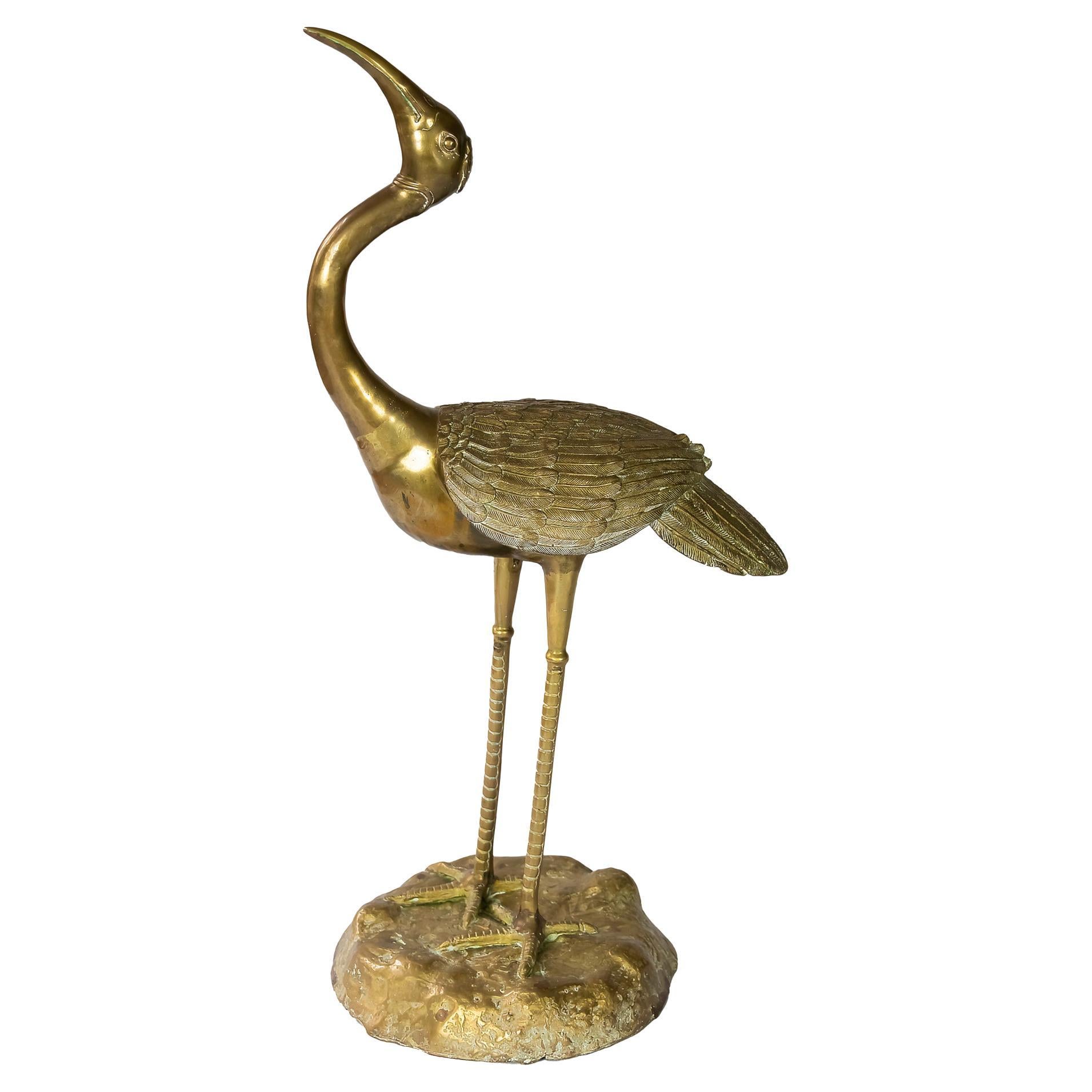 Mid-Century Brass Bird Sculpture