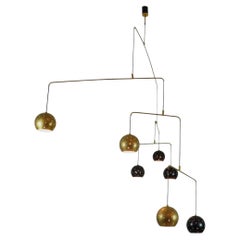Mid Century Brass Black Large Mobile Chandelier, “ Magico e Meditativo“ 20th C