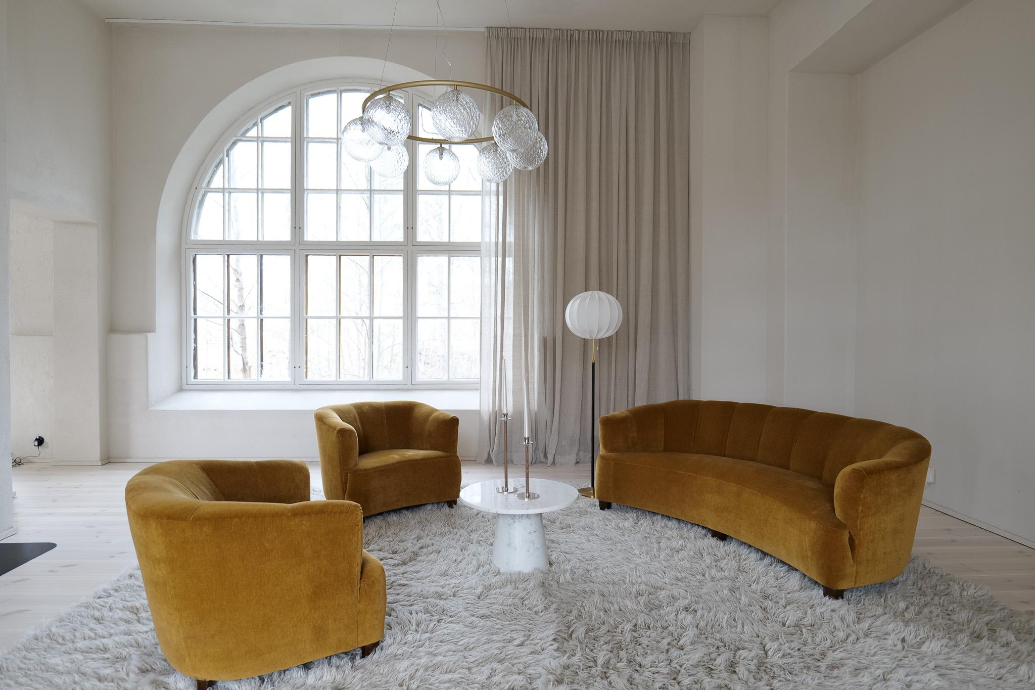 Mid-Century Brass Black Leather Floor Lamp Falkenbergs Belysning, Sweden, 1960s In Good Condition For Sale In Hillringsberg, SE