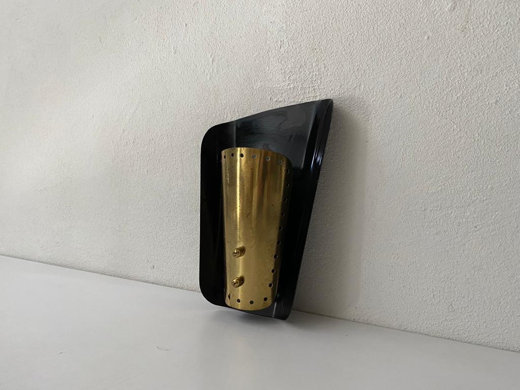 Mid-Century Modern Mid Century Brass & Black Metal Sconce by Karl Walther Nache, 1950s Germany