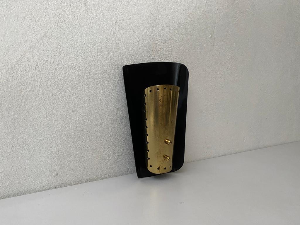 Mid-20th Century Mid Century Brass & Black Metal Sconce by Karl Walther Nache, 1950s Germany