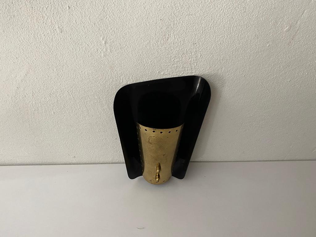 Mid Century Brass & Black Metal Sconce by Karl Walther Nache, 1950s Germany 1