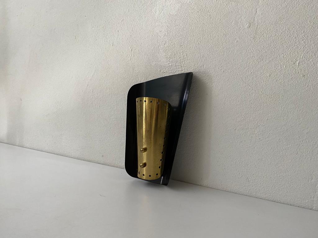 Mid Century Brass & Black Metal Sconce by Karl Walther Nache, 1950s Germany 2