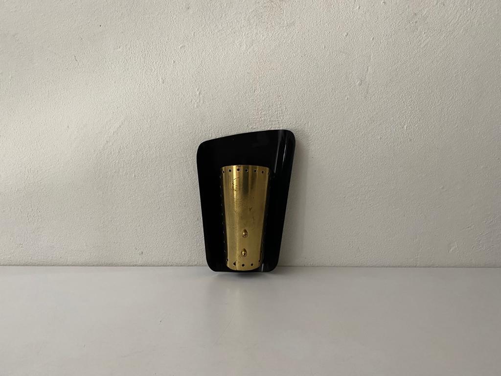 Mid Century Brass & Black Metal Sconce by Karl Walther Nache, 1950s Germany 3
