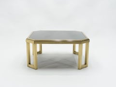 Midcentury Brass Black Opaline End Table by Maison Jansen, 1970s