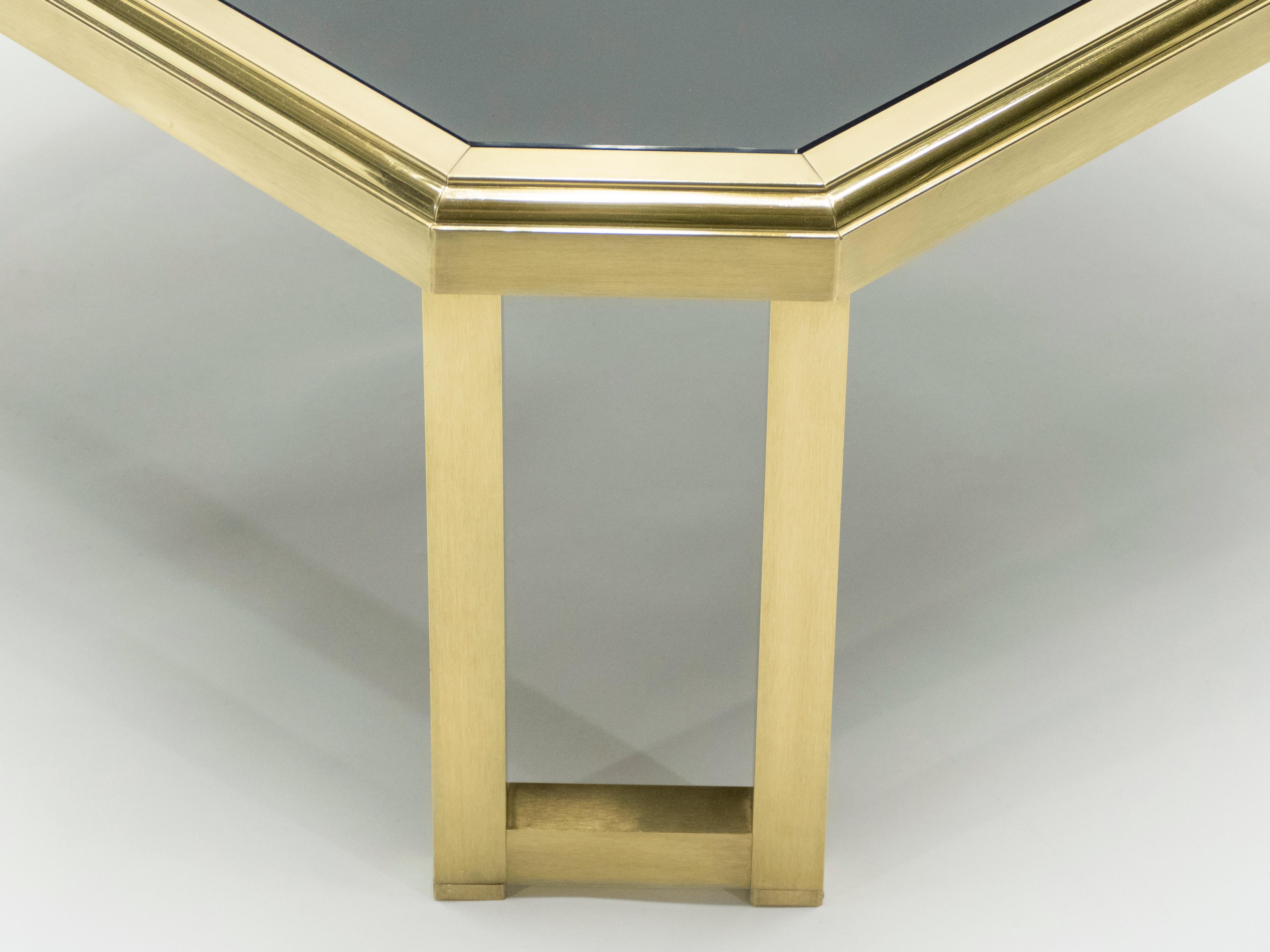 Midcentury Brass Black Opaline End Table by Maison Jansen, 1970s For Sale 1
