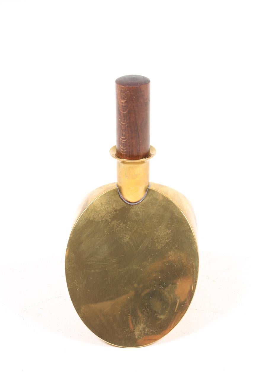 Midcentury Brass Bottle and 4 Matching Glass Designed by Pierre Forssell, 1960s In Excellent Condition In Lejre, DK