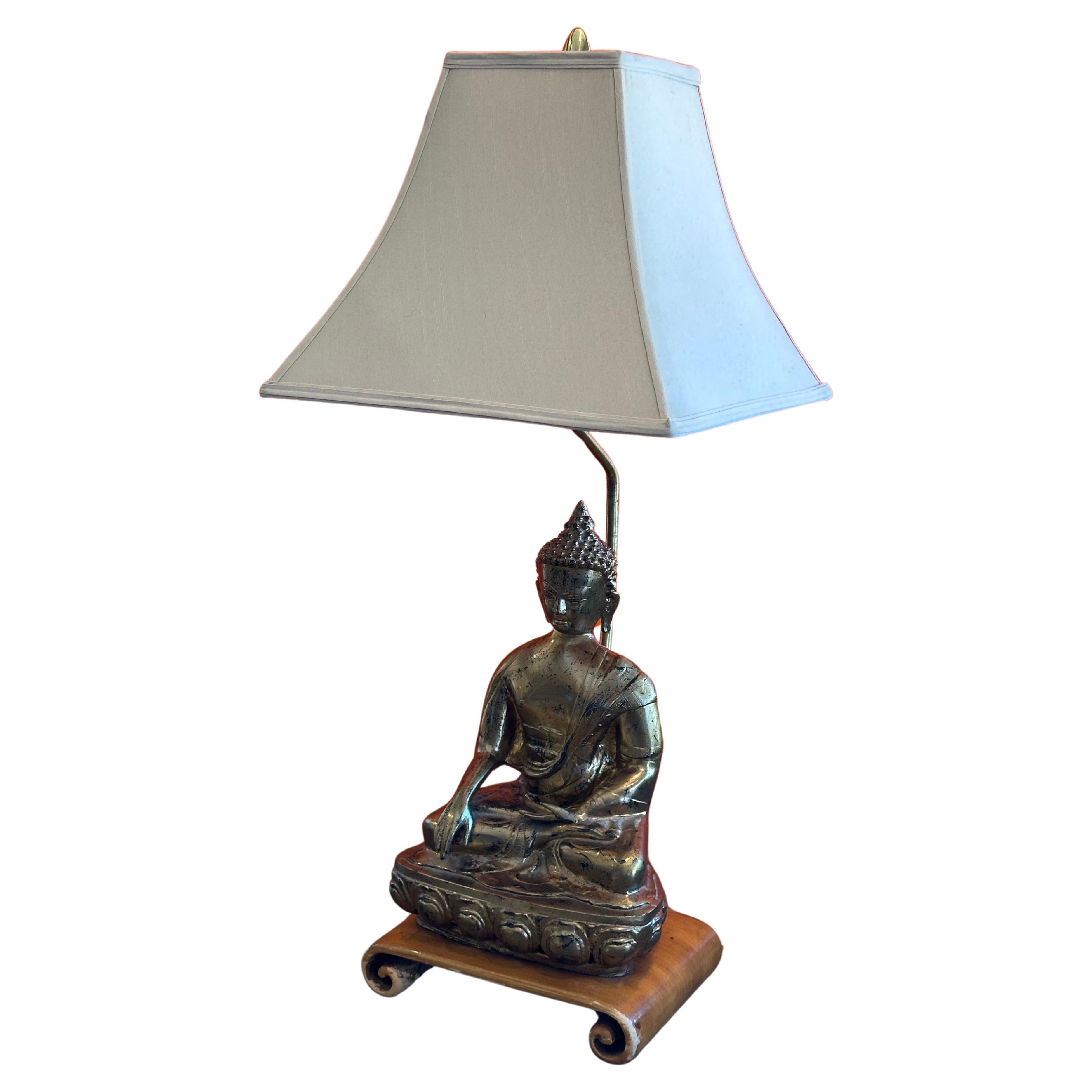 Mid-Century Modern Lampe de Table Bouddha en Laiton du Milieu du Siècle par Marbro Lamp Company en vente