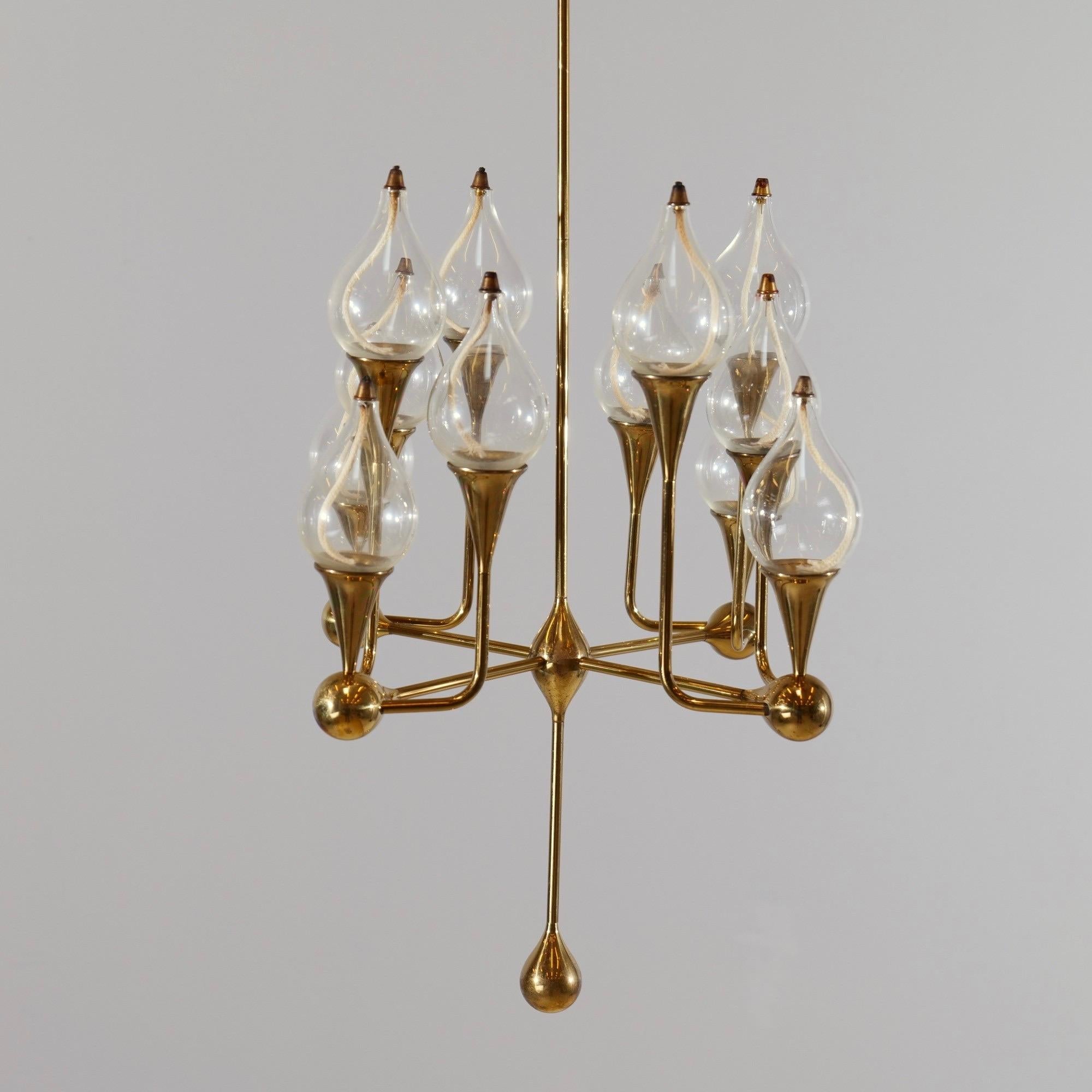 Mid-Century Modern Mid Century Brass Candle Chandelier and Two Matching Sconces by Freddie Andersen