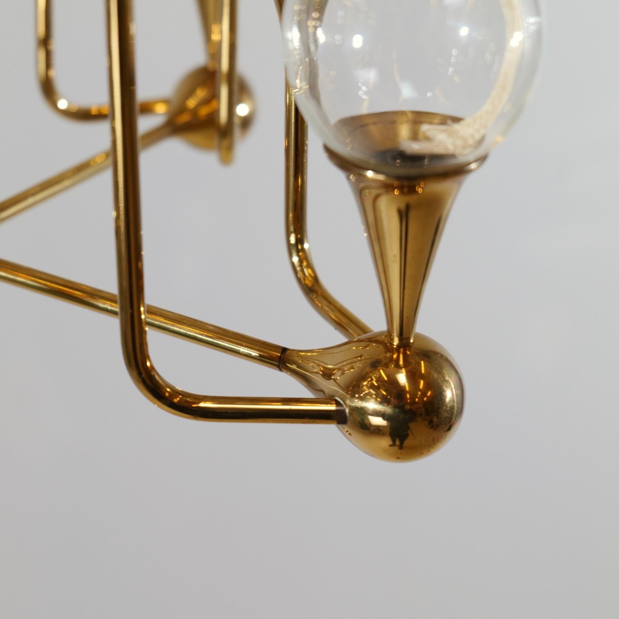 Hand-Crafted Mid Century Brass Candle Chandelier and Two Matching Sconces by Freddie Andersen