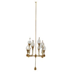 Mid Century Brass Candle Chandelier and Two Matching Sconces by Freddie Andersen