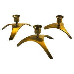 Mid Century Messing Kerzenhalter - Satz von 3