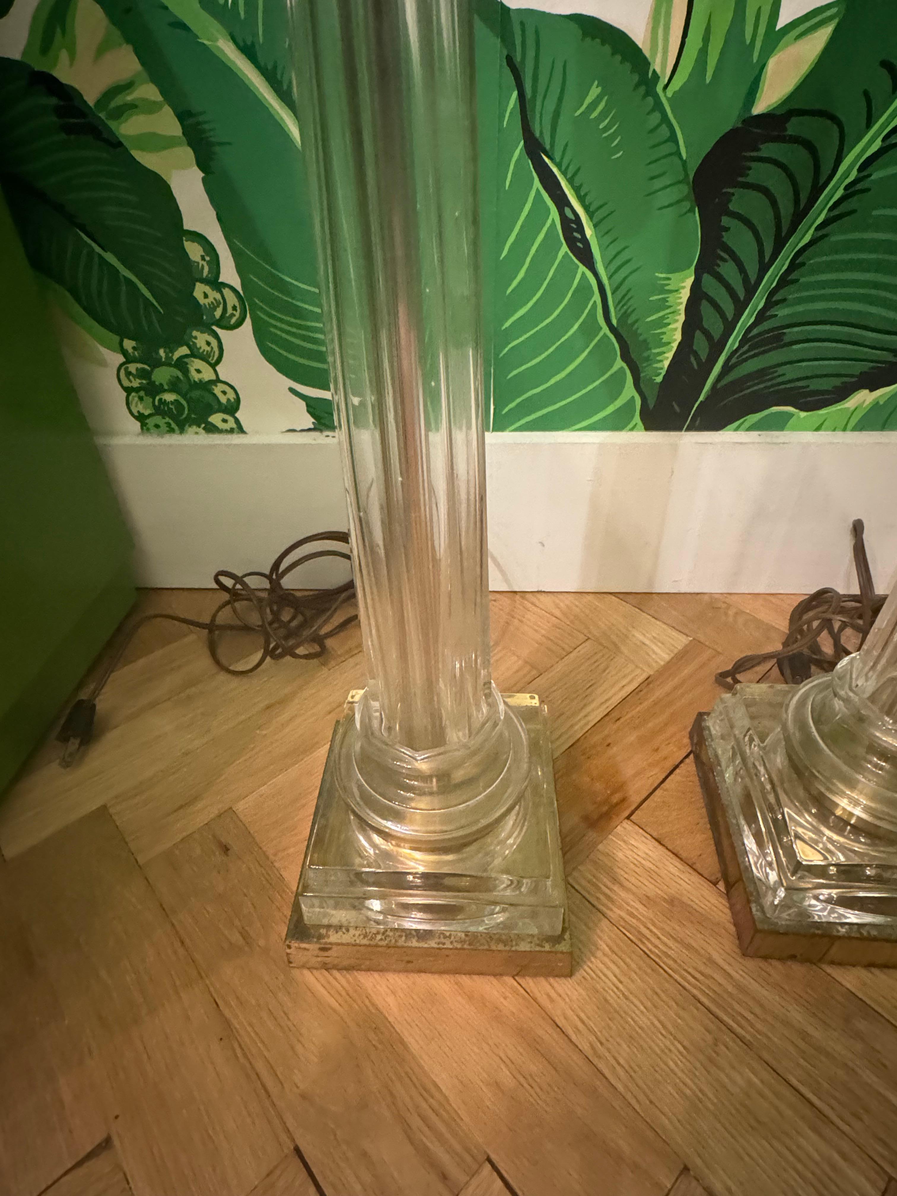 Hollywood Regency Mid Century Brass Candlestick Table Lamps by Chapman For Sale