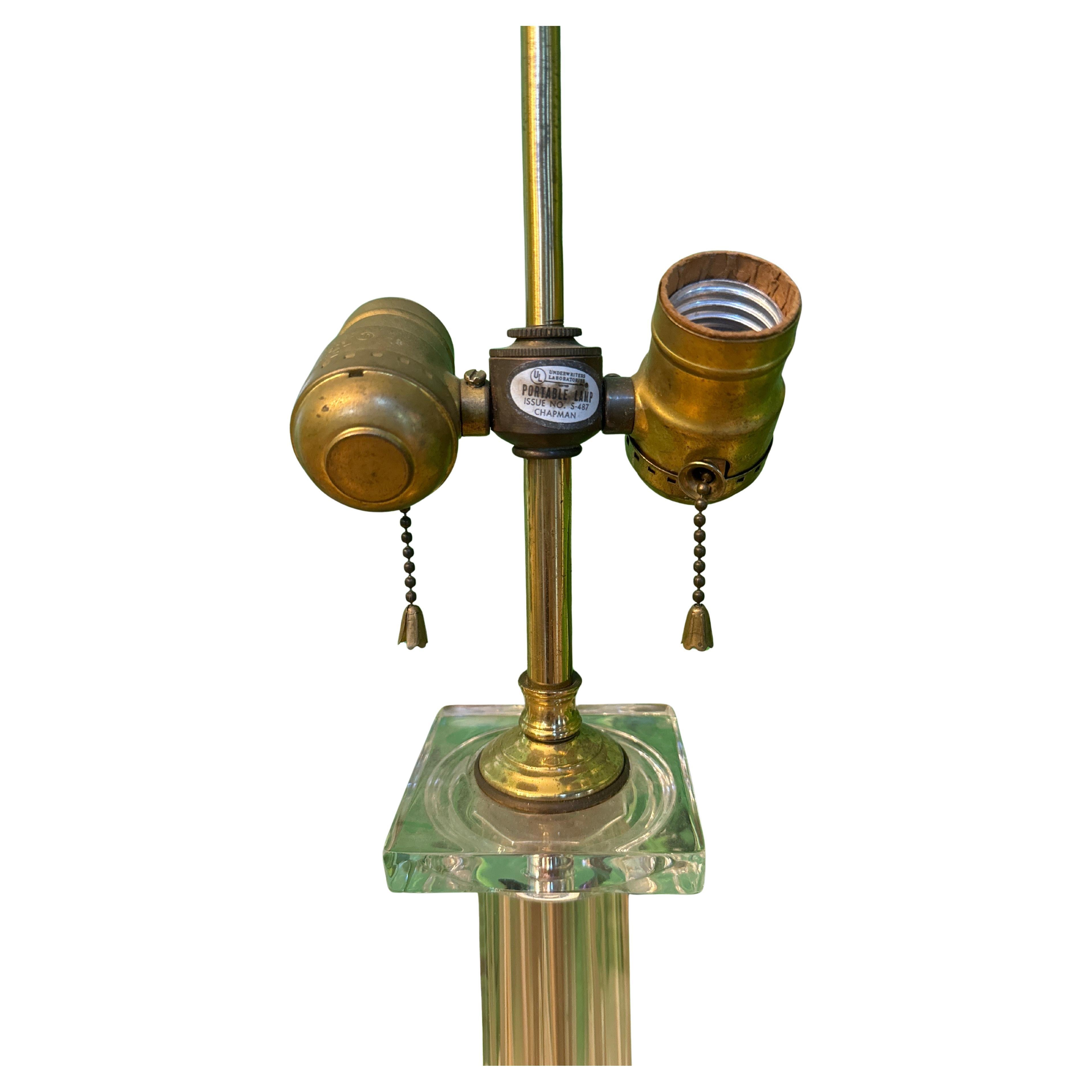 American Mid Century Brass Candlestick Table Lamps by Chapman For Sale