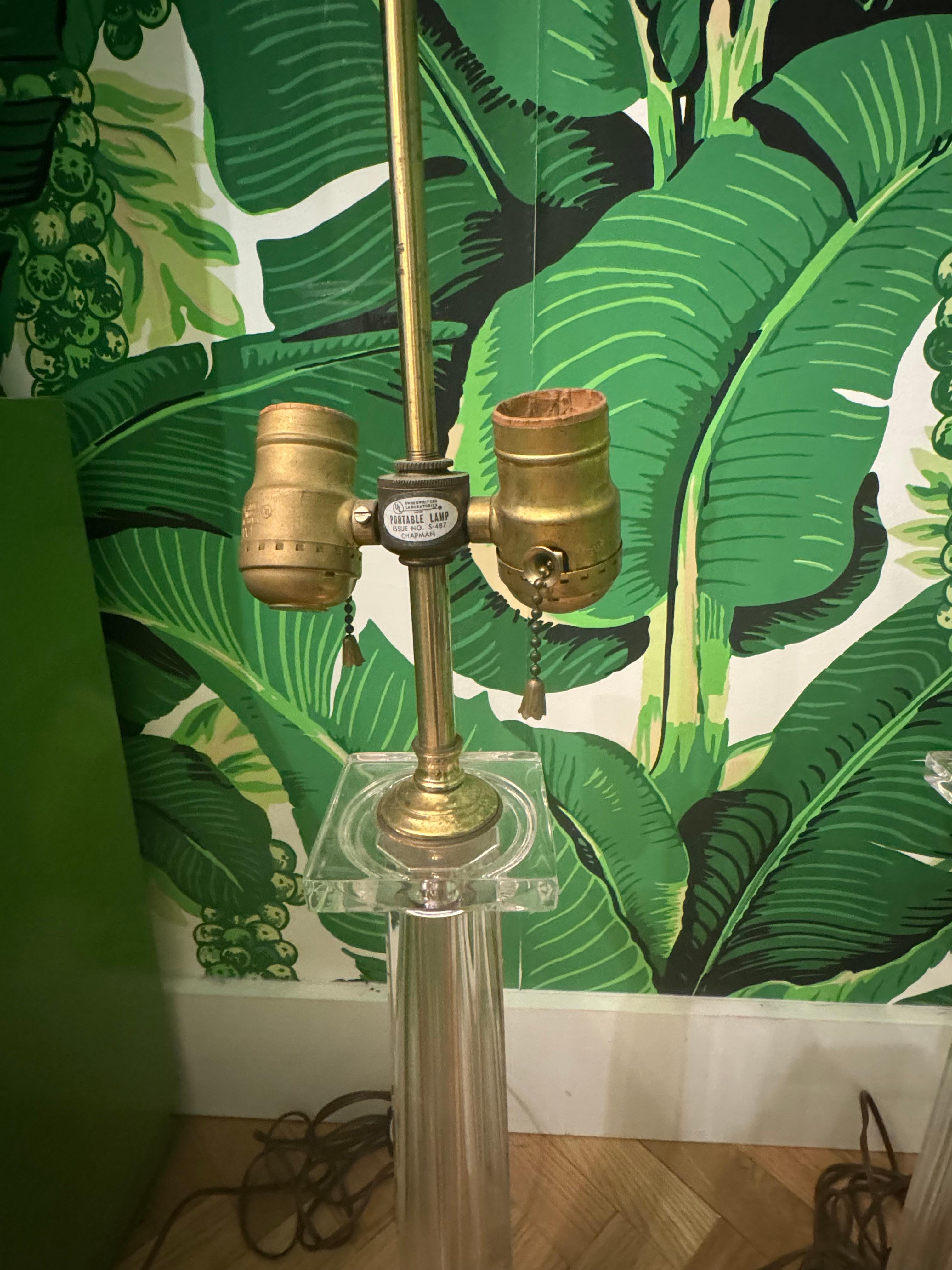 Mid Century Brass Candlestick Table Lamps by Chapman In Fair Condition For Sale In Jacksonville, FL
