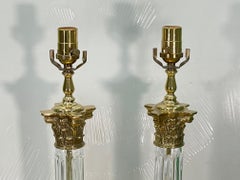 Mid Century Brass Candlestick Table Lamps
