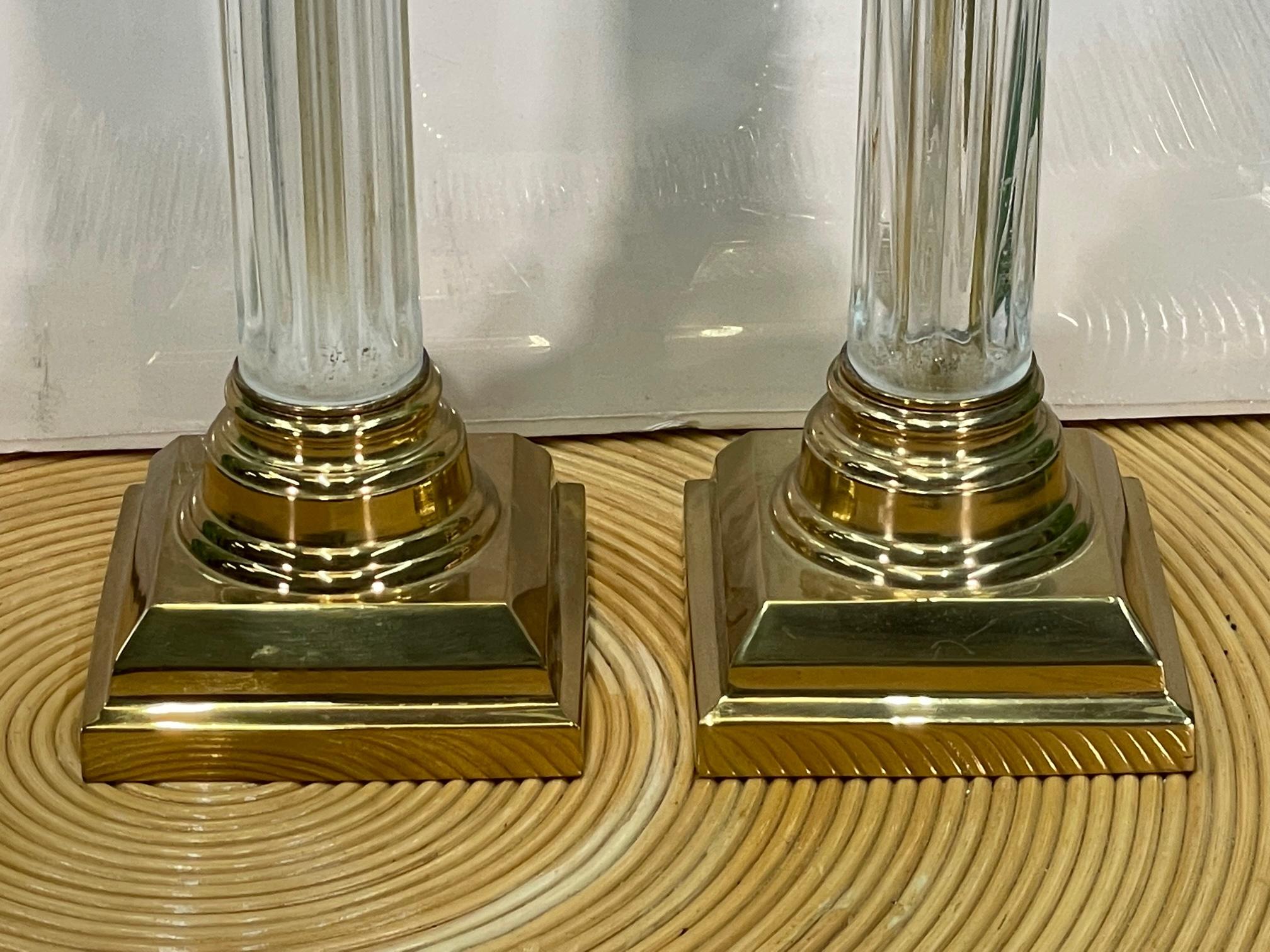 Mid Century Brass Candlestick Table Lamps For Sale 1