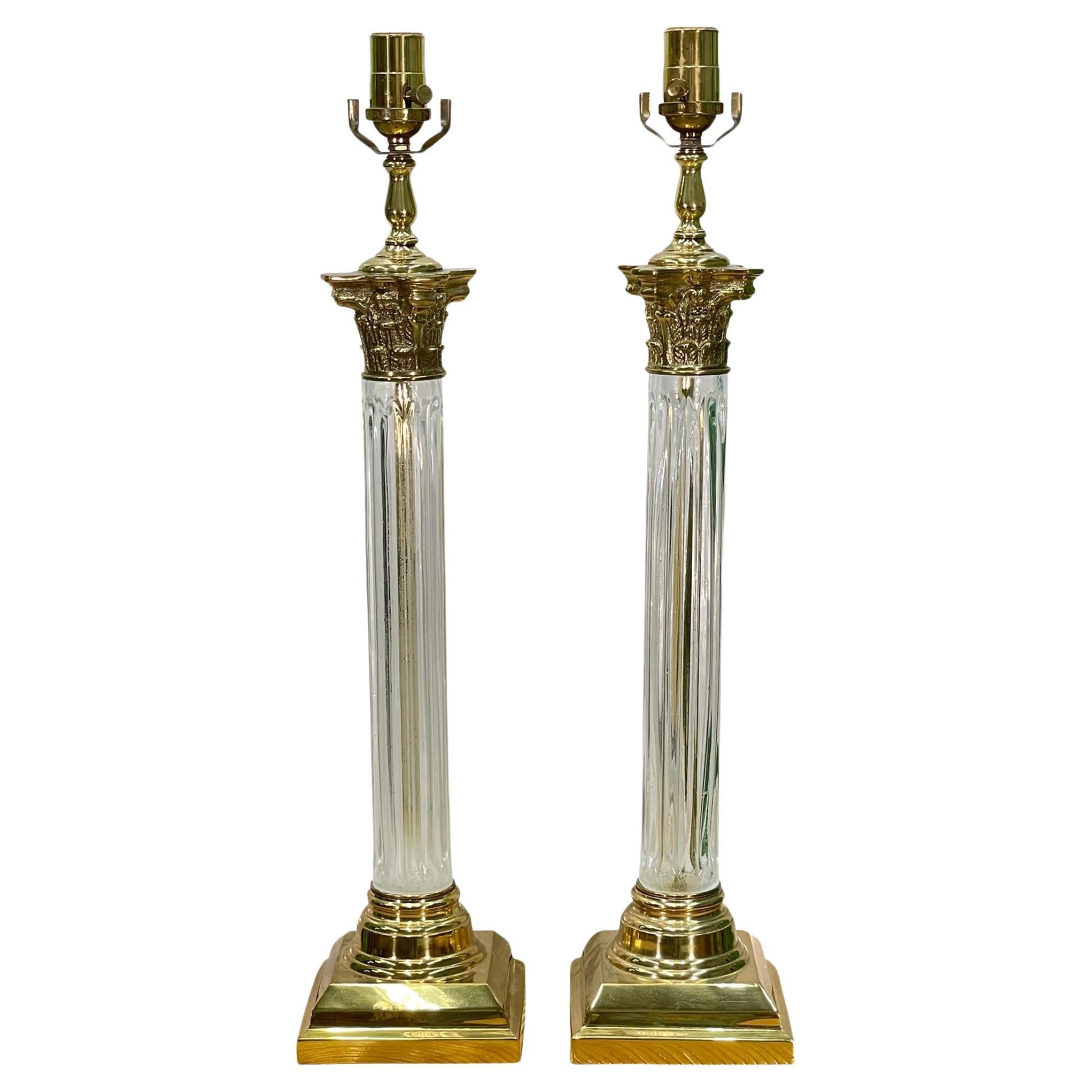 Mid Century Brass Candlestick Table Lamps For Sale