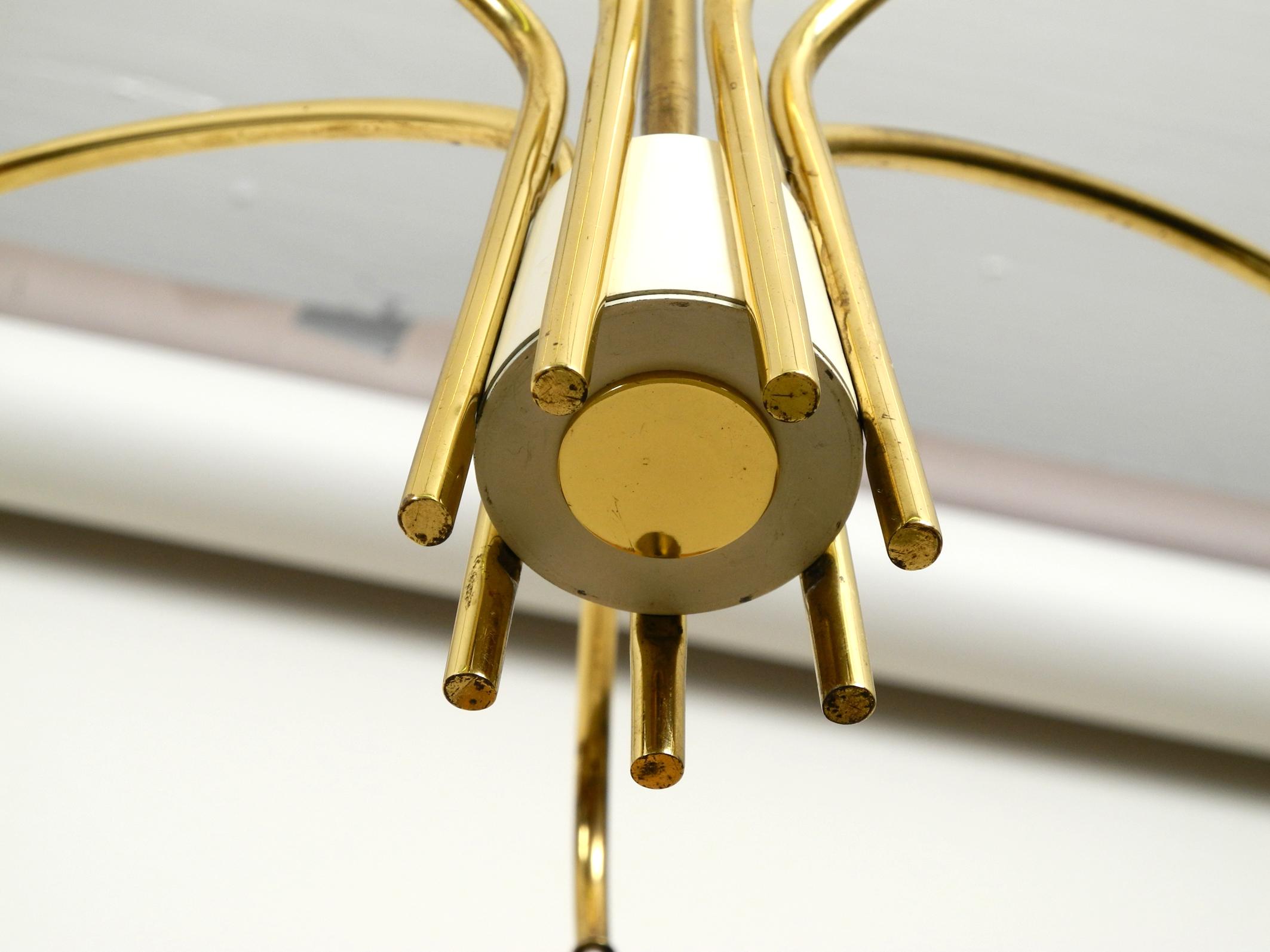 Mid-20th Century Midcentury Brass Ceiling Lamp with 7 Basket Shades, Vereinigte Werkstätten