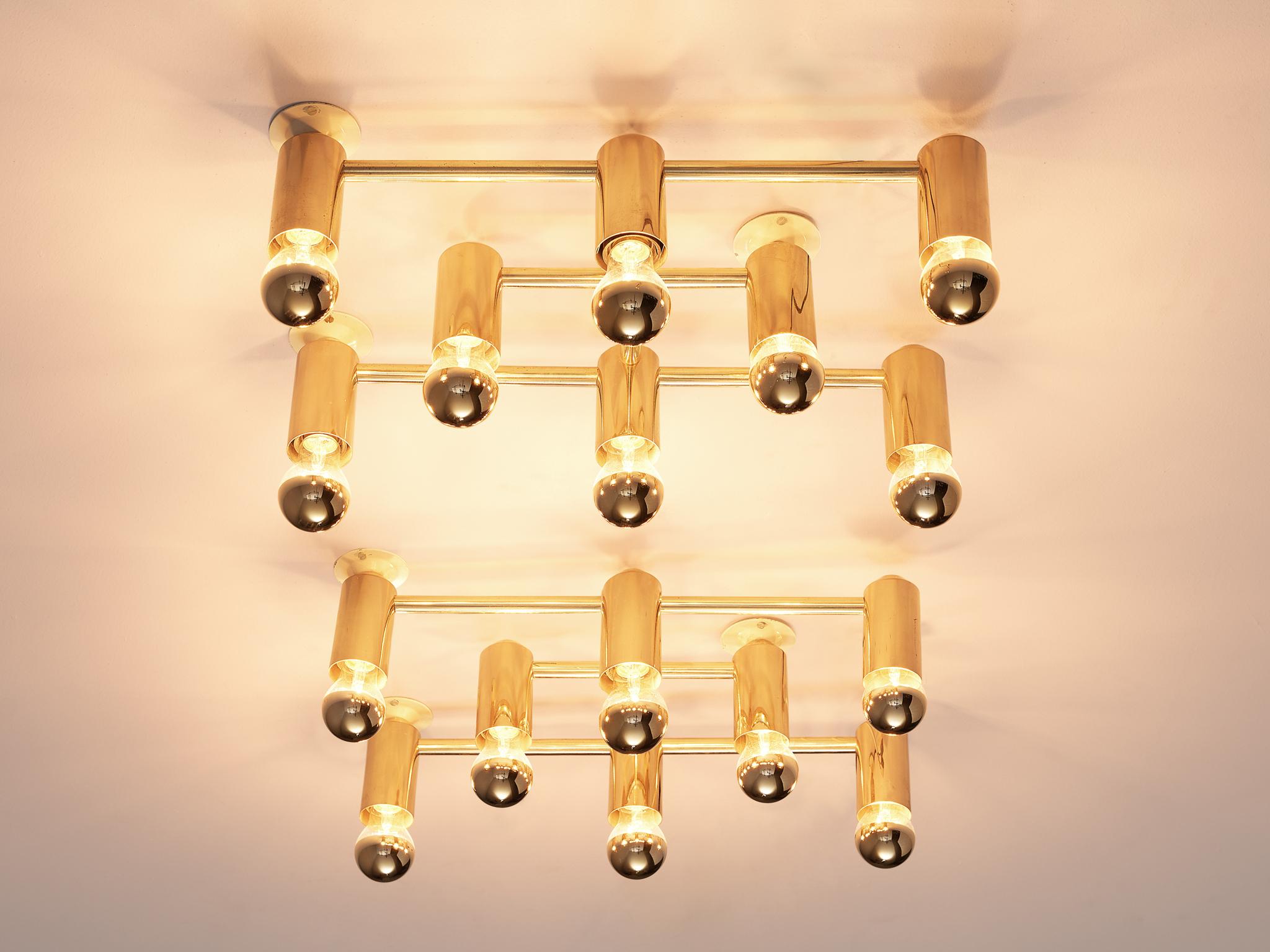 European Midcentury Brass Ceiling Lights For Sale