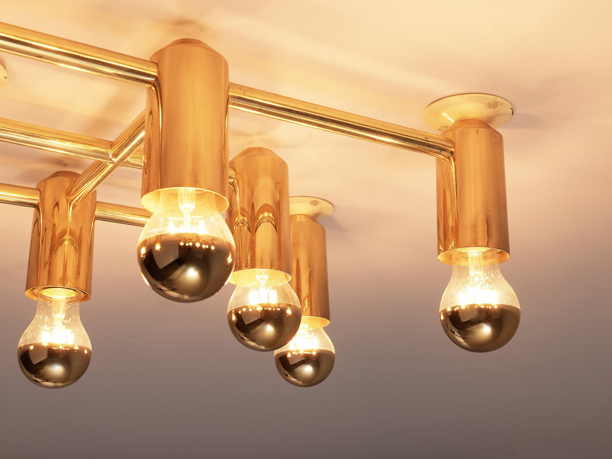 Midcentury Brass Ceiling Lights In Good Condition For Sale In Waalwijk, NL