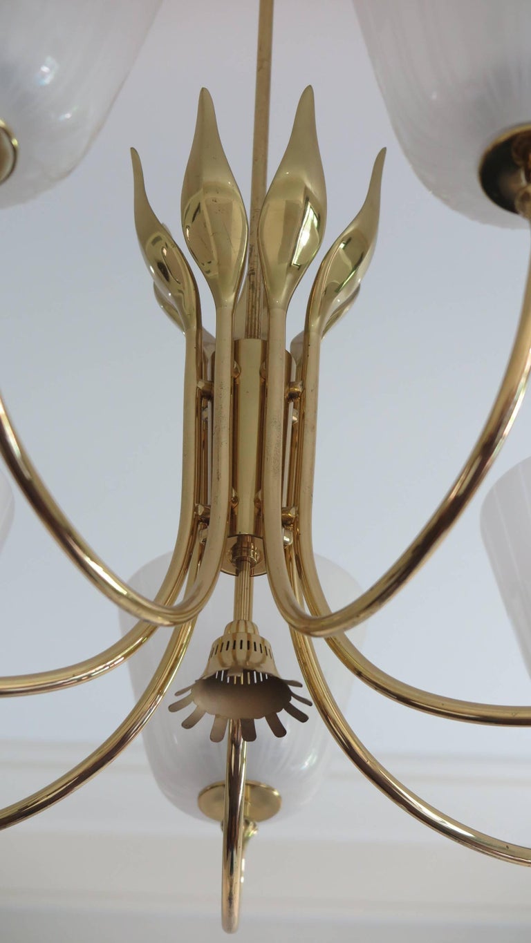Mid Century Brass Chandelier by Borens For Sale at 1stdibs
