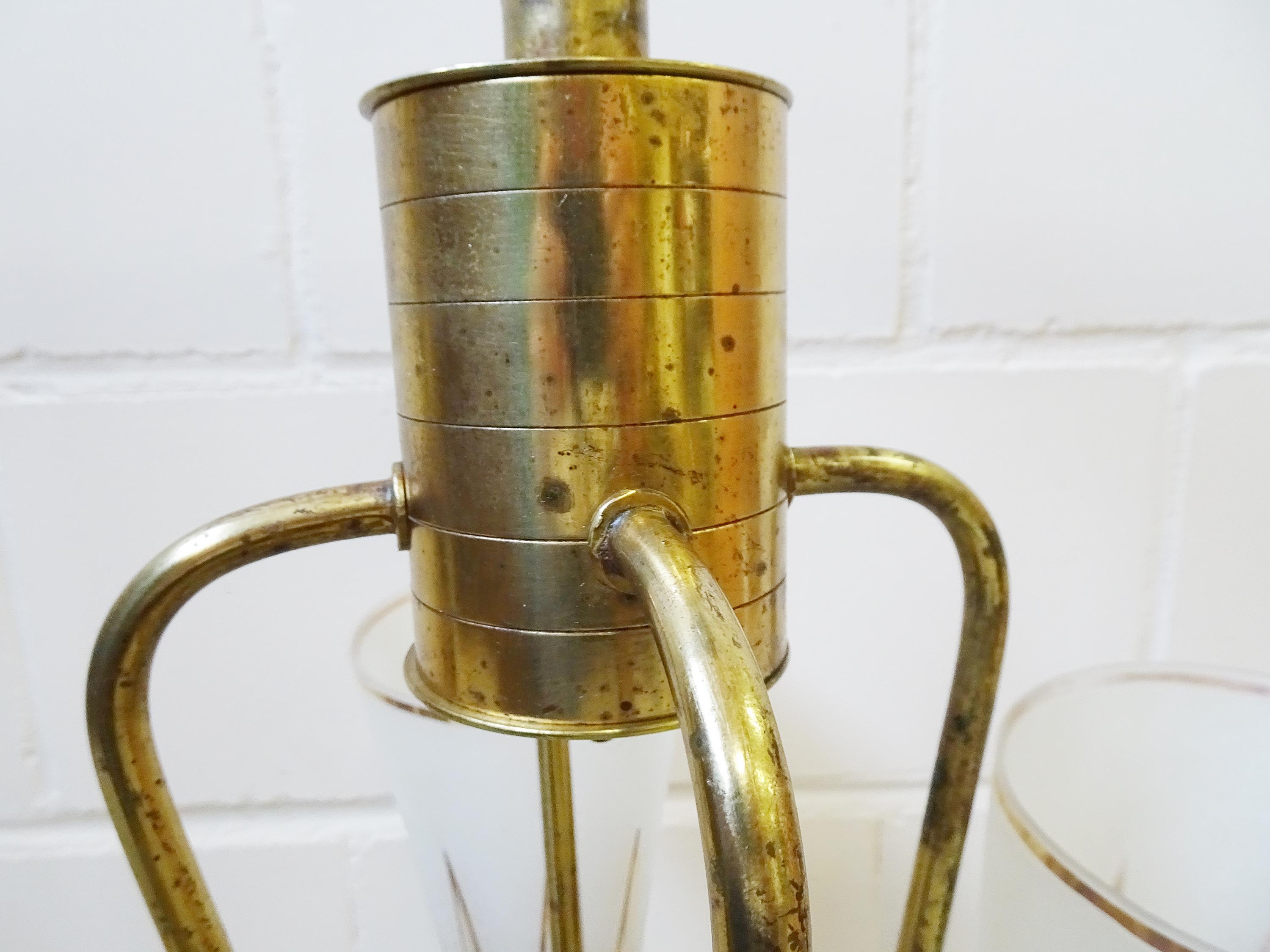 Midcentury Brass Chandelier, France, 1950 For Sale 4