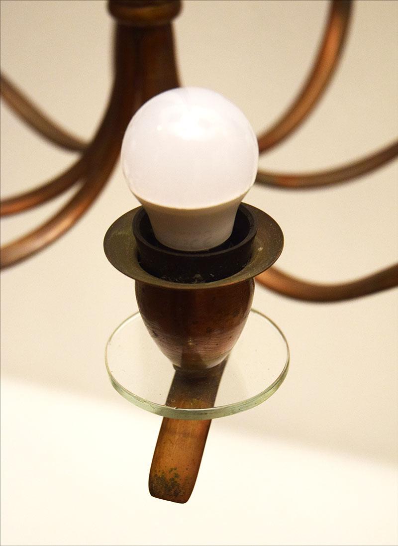 Lustre en laiton du milieu du siècle Production italienne, années 1950 en vente 3