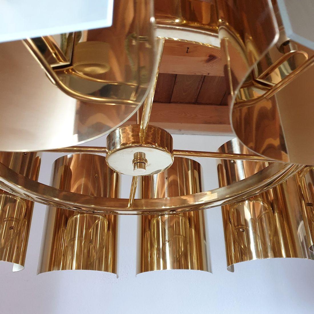 Mid Century brass chandelier, Italy For Sale 1