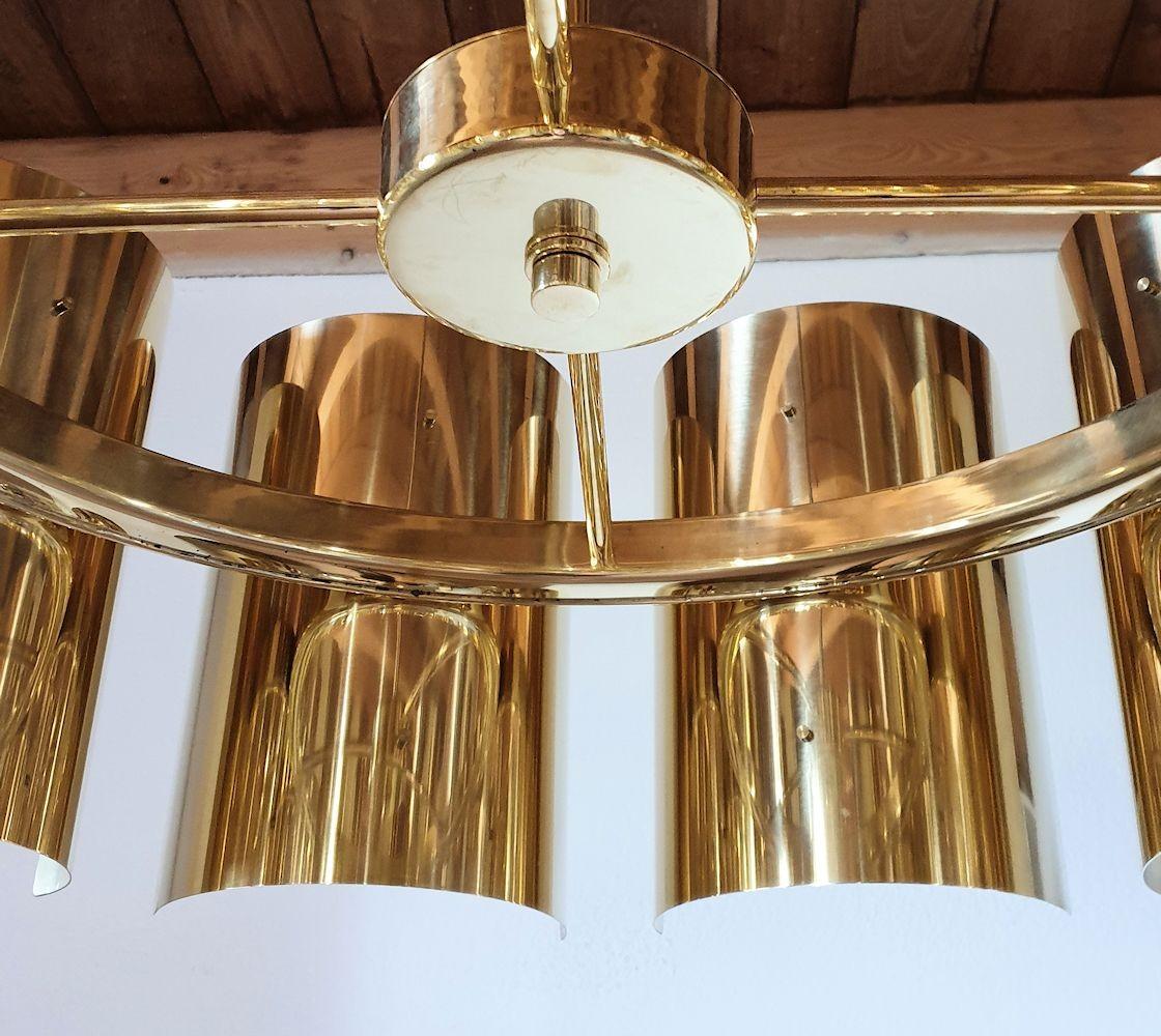 Mid Century brass chandelier, Italy For Sale 2
