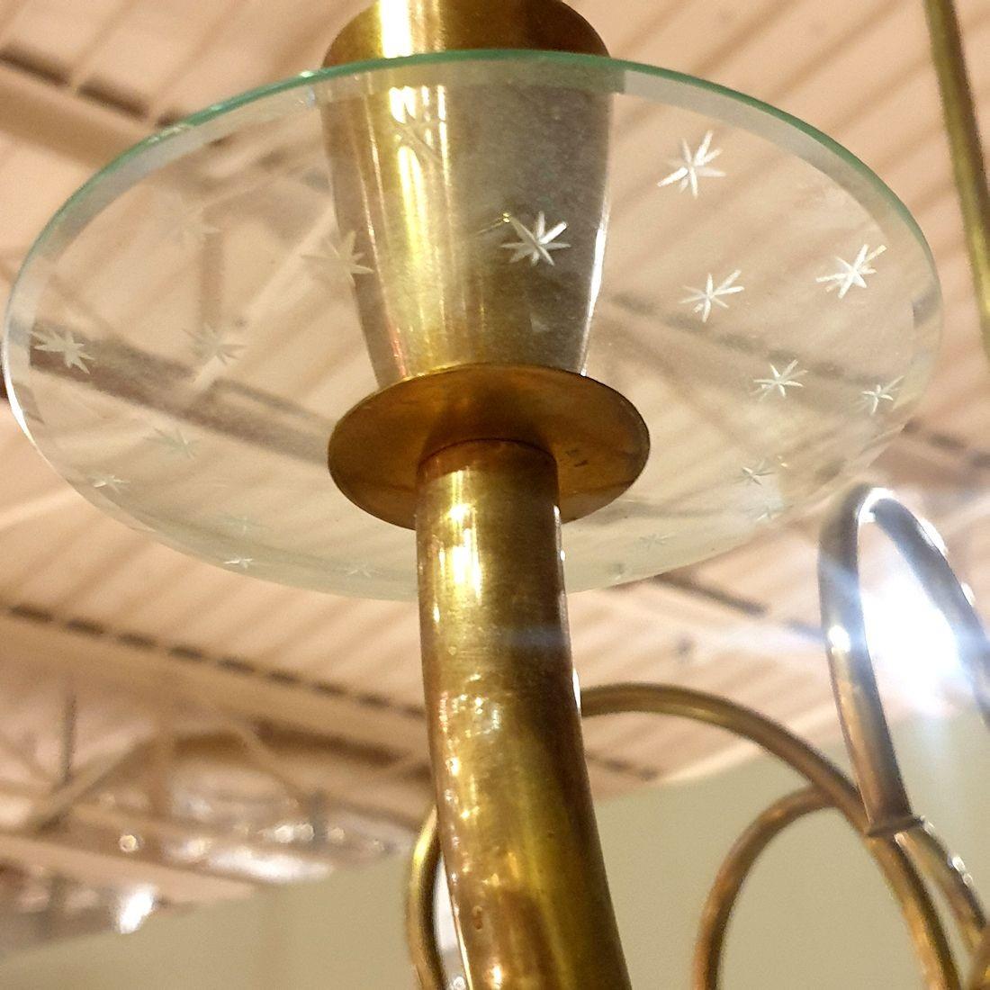 Lampadario in ottone della metà del secolo scorso, Italia in vendita 1