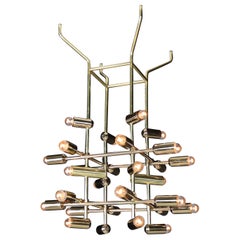Mid-Century Brass Chandelier wit 28 lights, Switzerland 1960s.