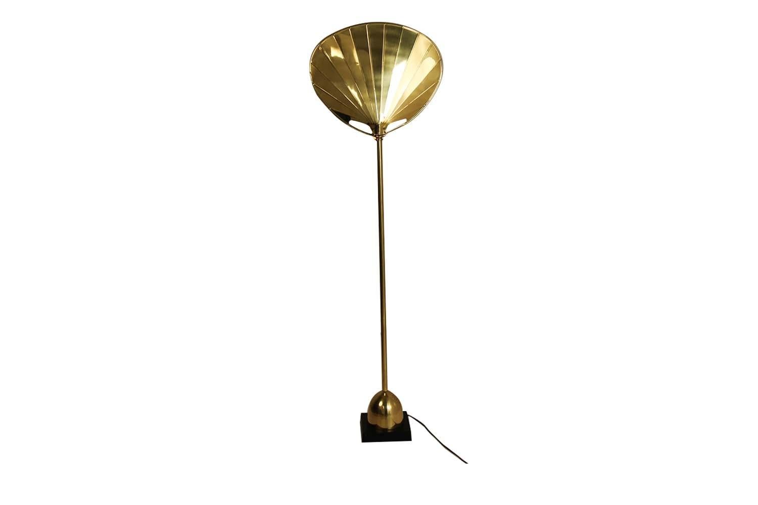 Mid Century Brass Chapman Palm Leaf Floor Lamp For Sale 4