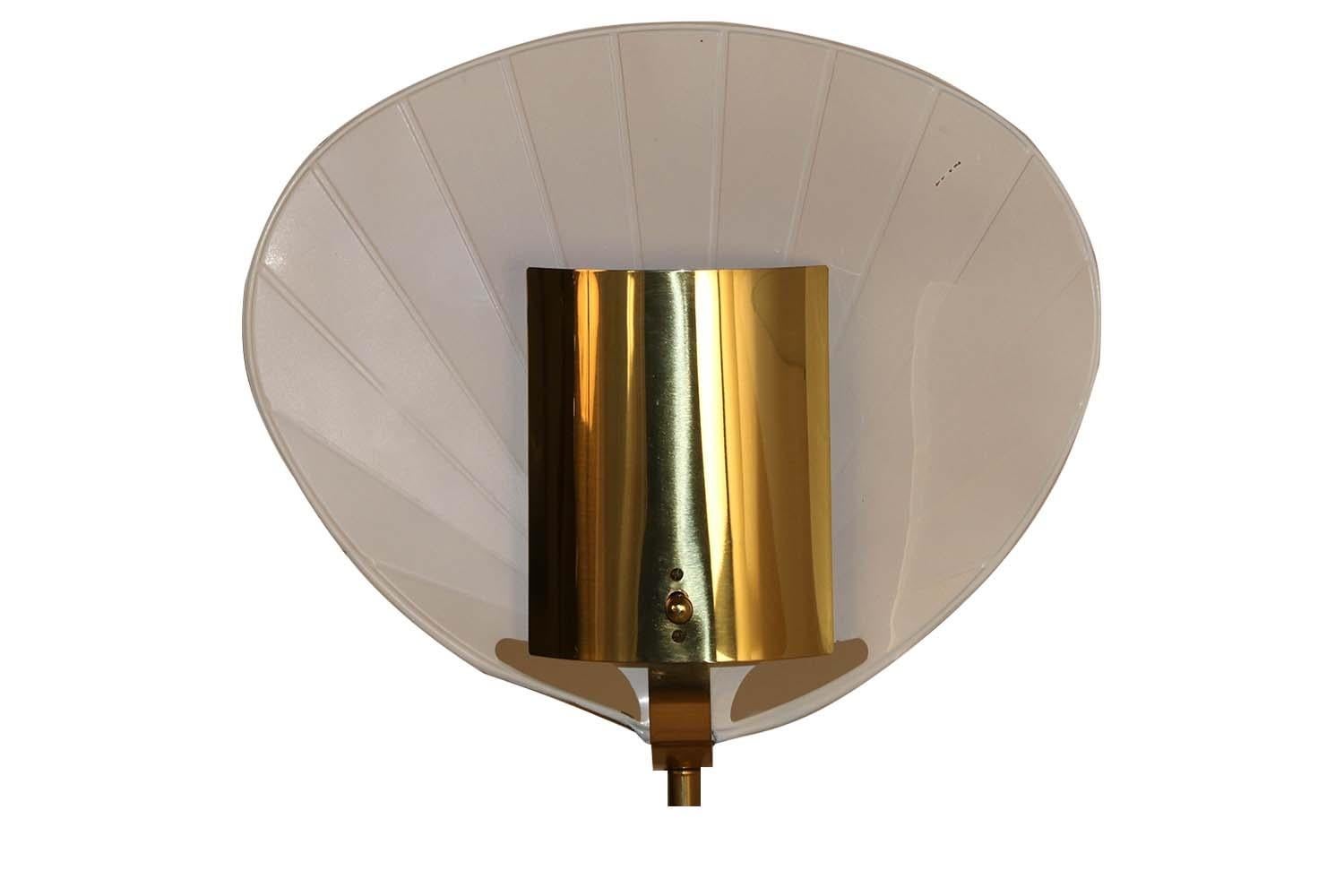 Late 20th Century Mid Century Brass Chapman Palm Leaf Floor Lamp For Sale