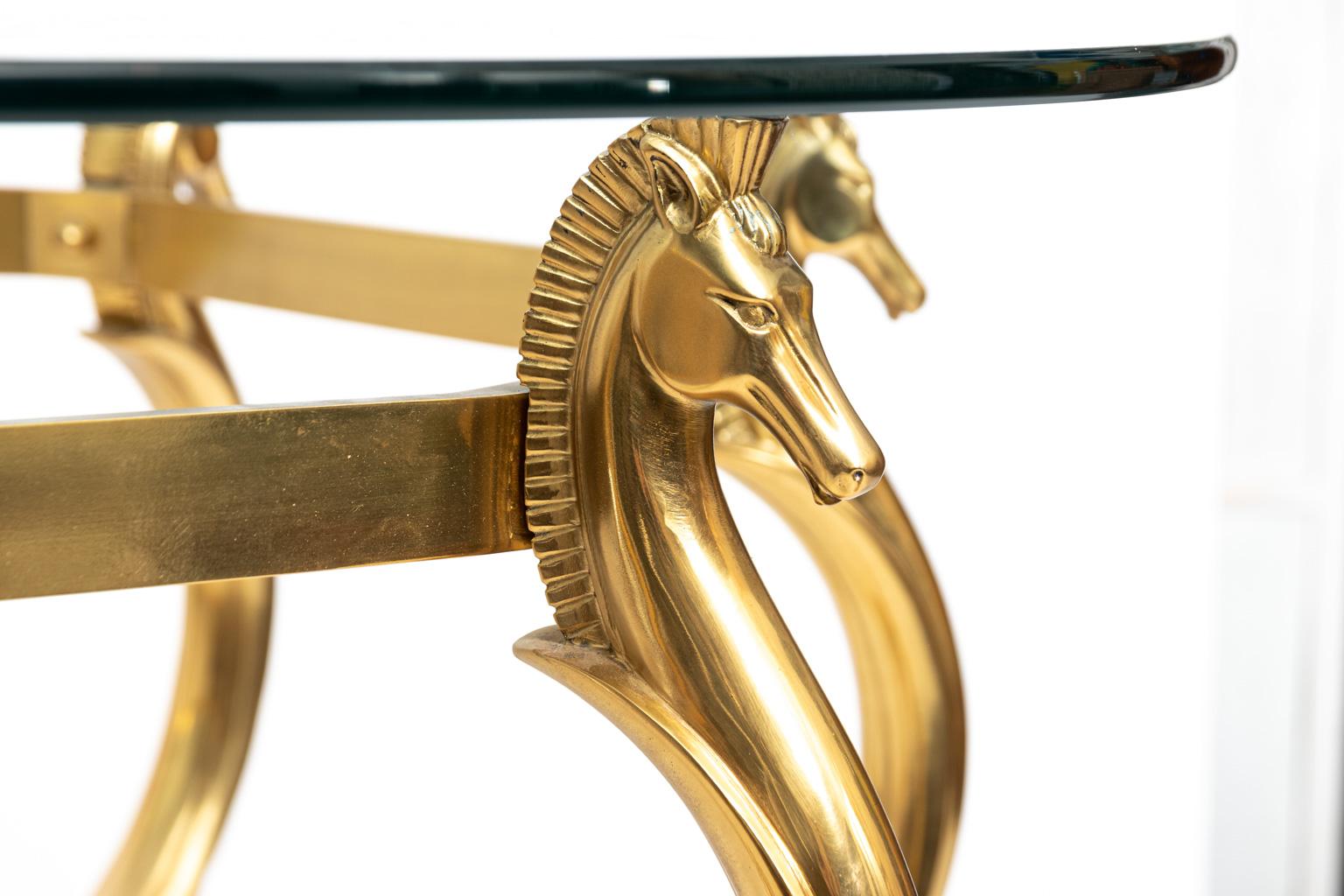 Midcentury Brass Cheval Horse Dining Table Attributed to Maison Jansen 5