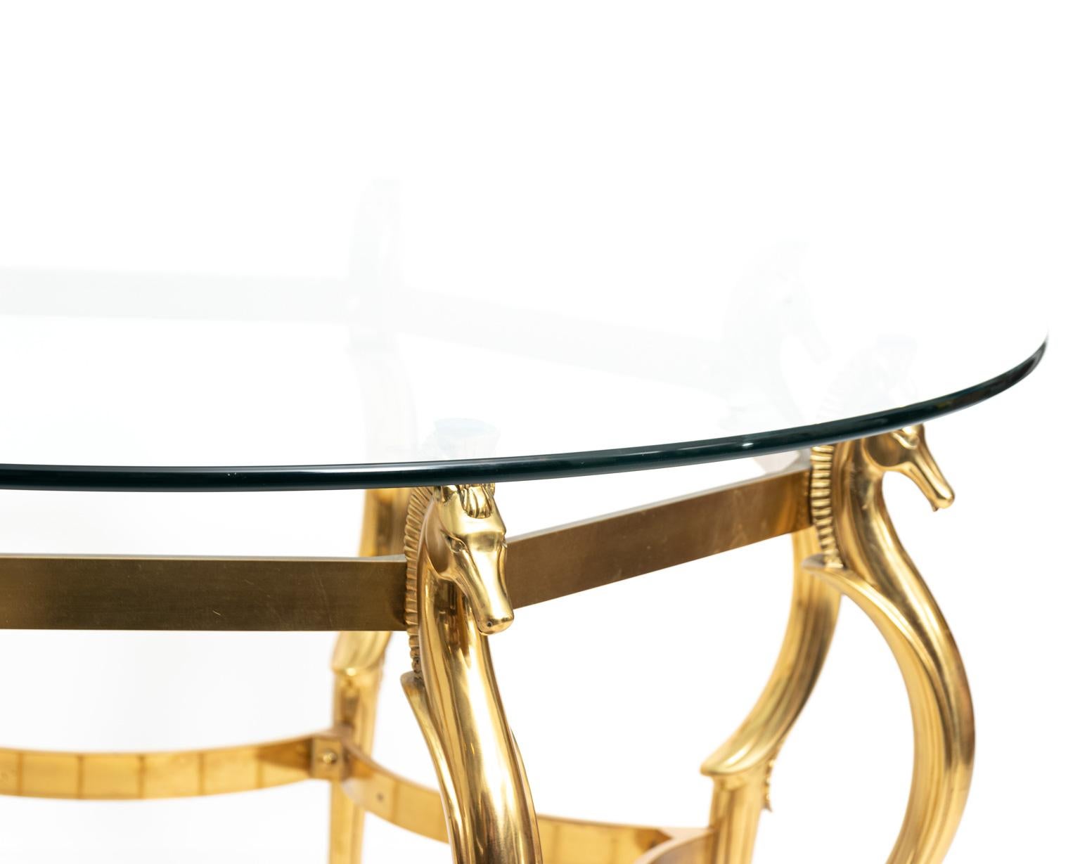 20th Century Midcentury Brass Cheval Horse Dining Table Attributed to Maison Jansen