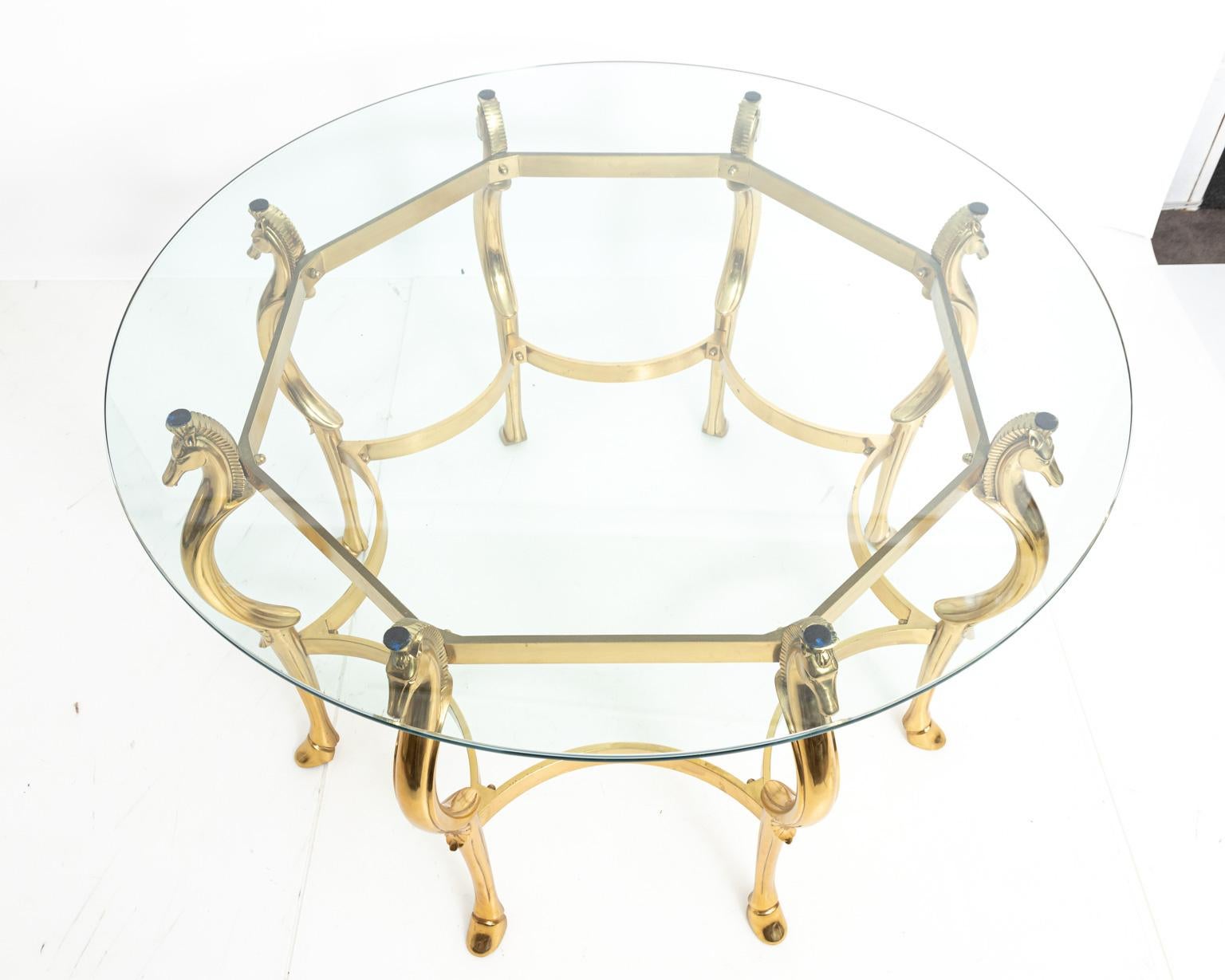 Midcentury Brass Cheval Horse Dining Table Attributed to Maison Jansen 1