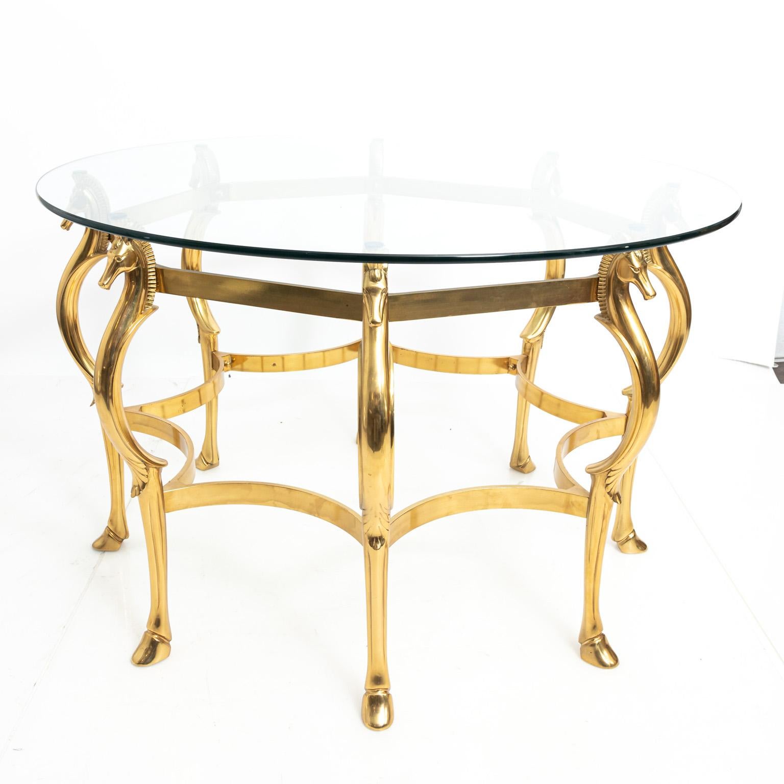 Midcentury Brass Cheval Horse Dining Table Attributed to Maison Jansen 2